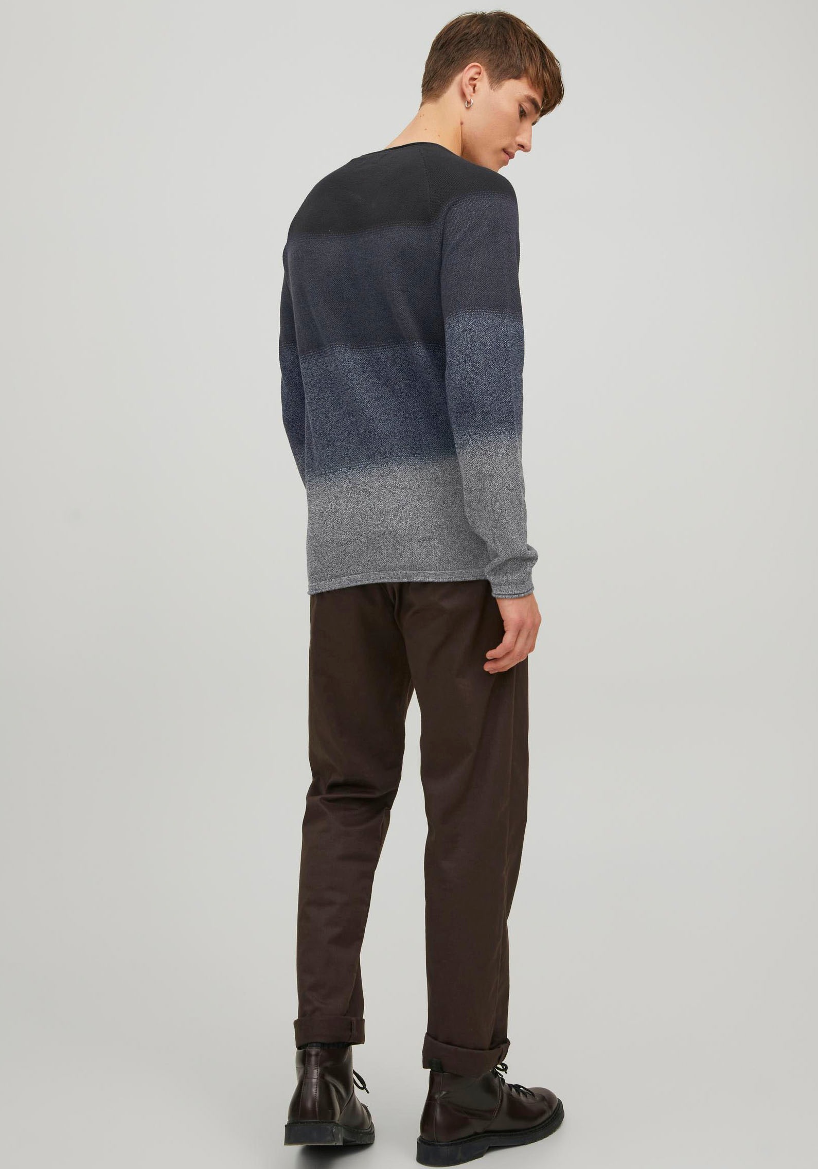 Jack & Jones Pull à col rond »JJEHILL Einfarbiger Pullover mit angenehmem Tragegefühl« unifarben, modisch, schmal, Baumwolle, Rundhals