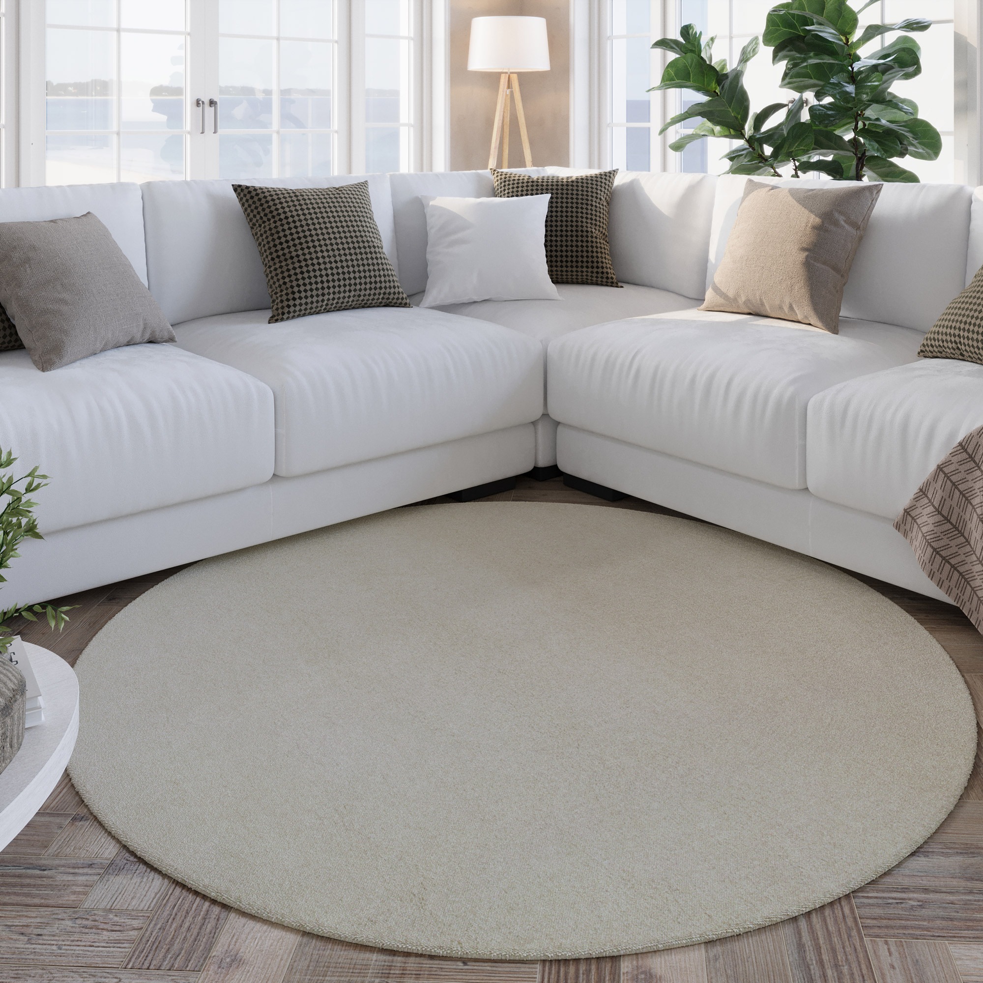Wecon home Tapis en laine »Hamptons FORTYTHREE« Rond 20 mm Höhe laine vierge, poil court, salon, chambre, élégant, robuste