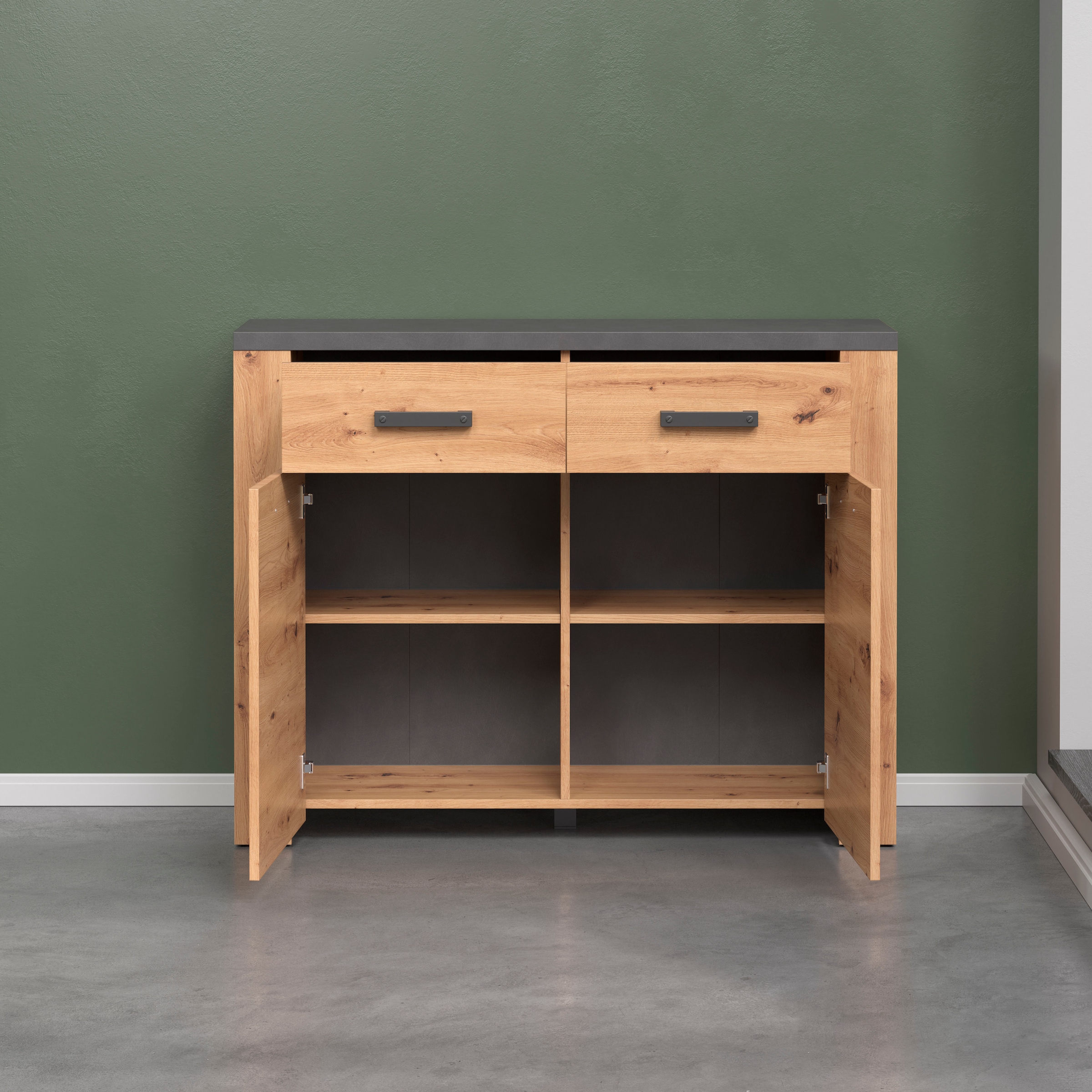 Home affaire Commode »Ambres« 1 cuis tlg. Kommode mit 2 Türen & 2 Schubladen - (B/T/H) 116/35/91 cm