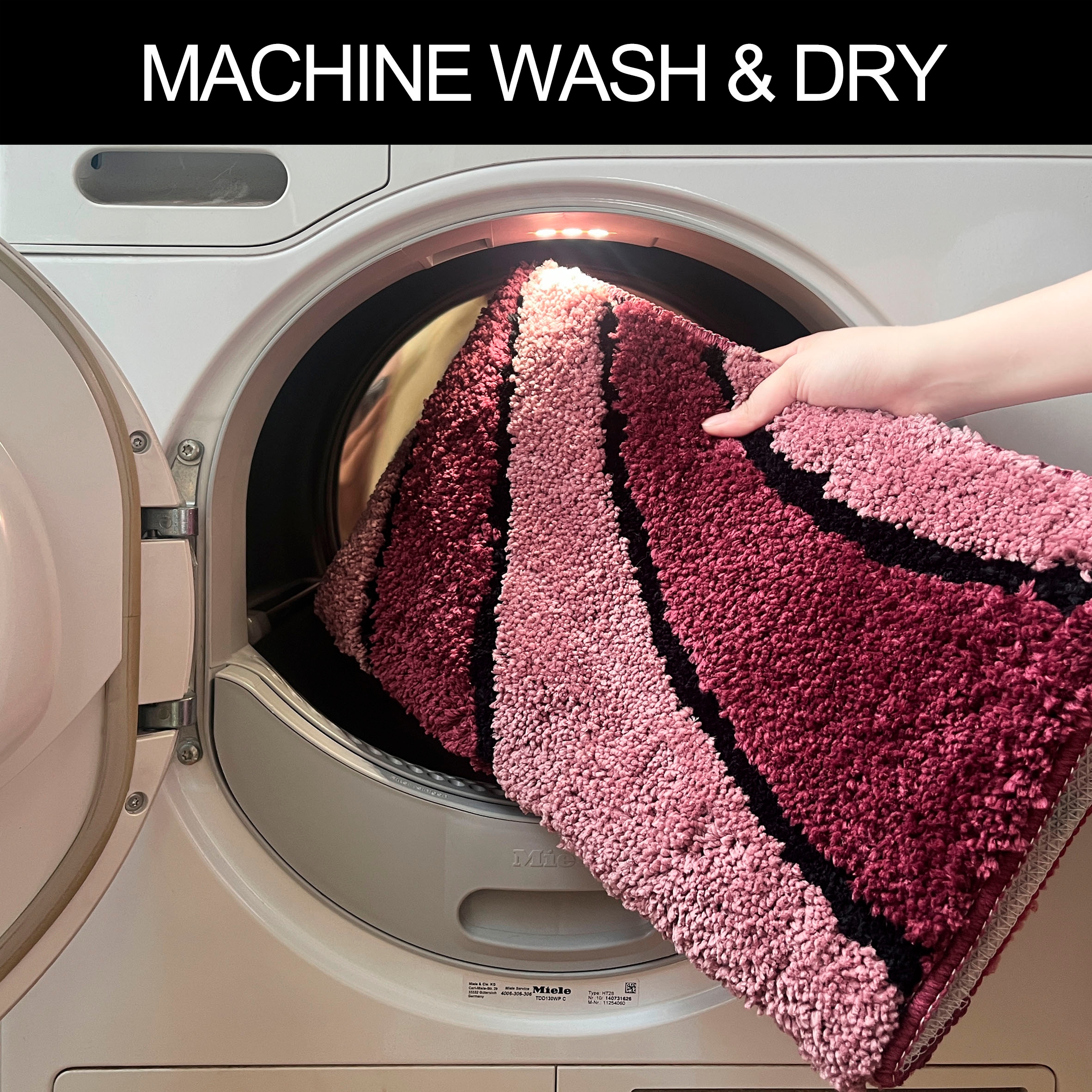 my home Badematte »Anna, Badvorleger, Badezimmer Teppich« Höhe 16 mm rutschhemmend beschichtet fussbodenheizungsgeeignet | schnell trocknend Badteppich, Hoch Tief Effekt, Modern, Weich, Wellen