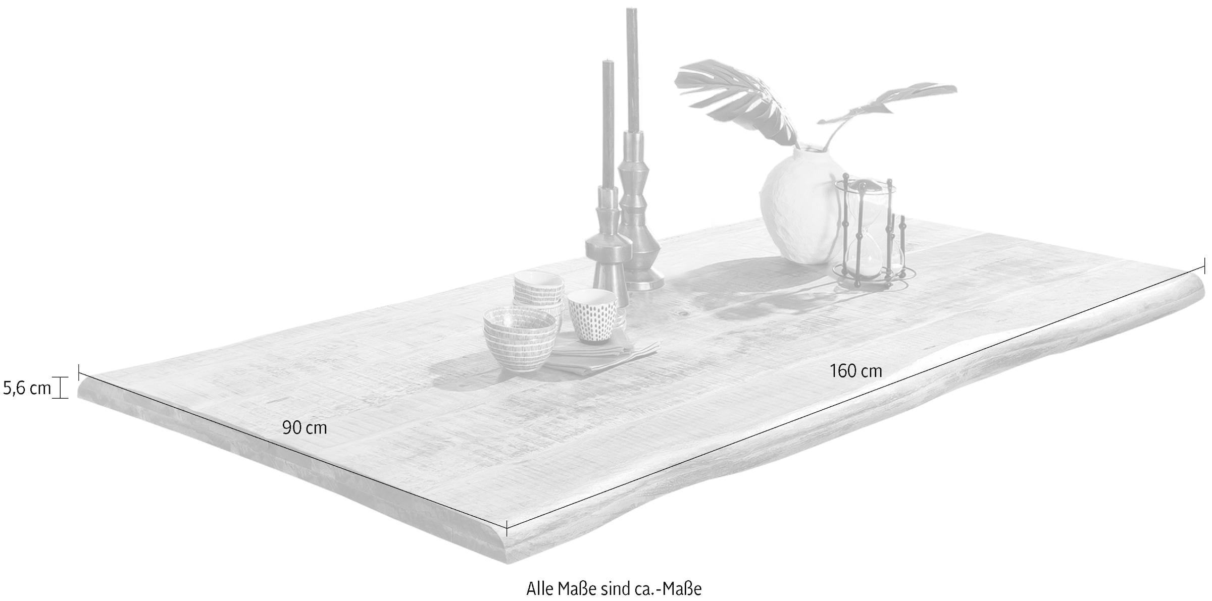 SIT Plateau de table »Sirmione aus massivem Mangoholz mit natürlicher Baumkante« 1 cuis tlg. Plateau de table épais de 56 mm avec chant naturel comme dans la nature