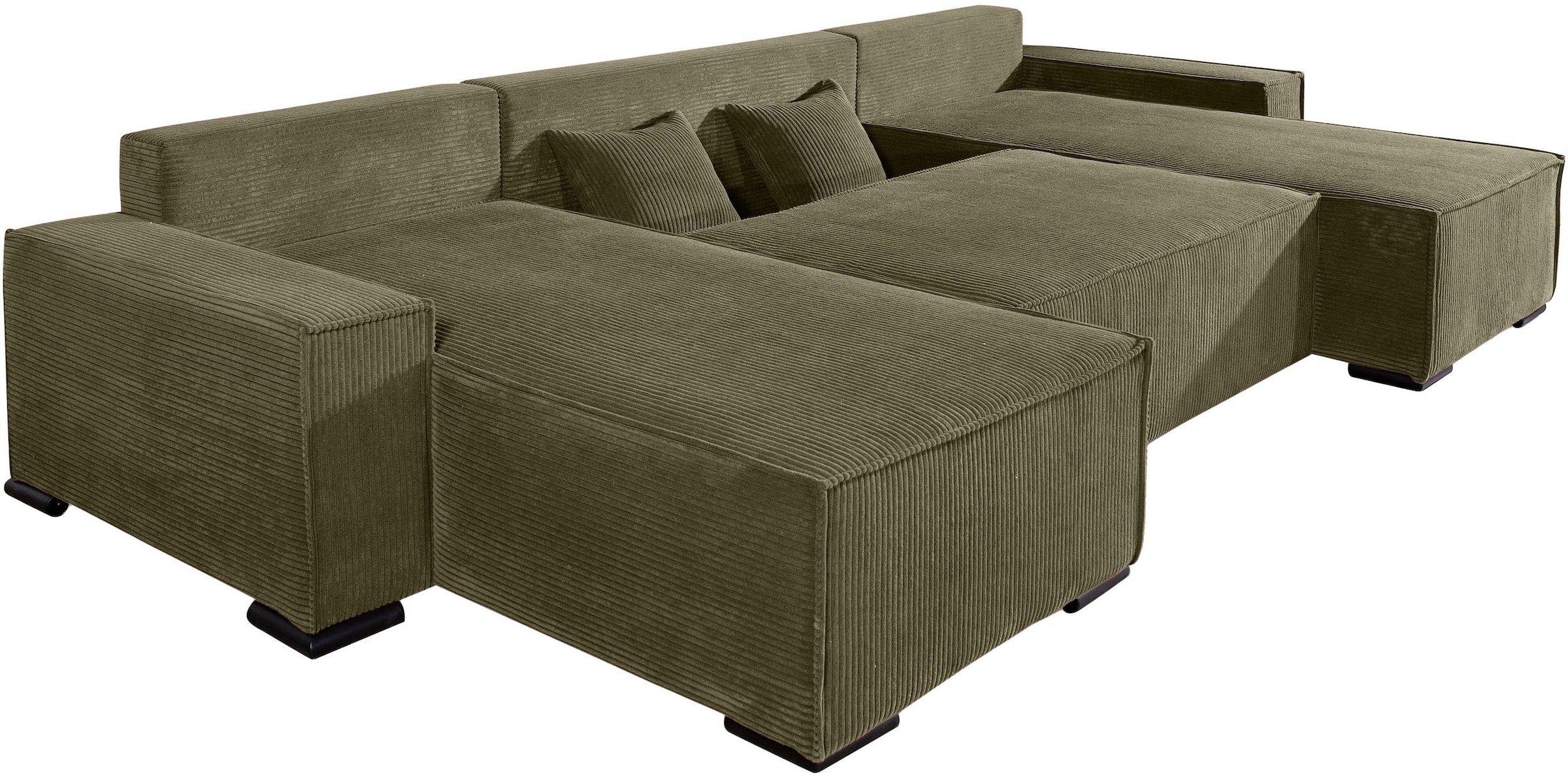 COLLECTION AB Paysage de salon »Manhattan U-Form, B: 313 cm, in Breit- oder Normalcord« fonction lit, coffre-lit & coussins décoratifs, ressorts ensachés