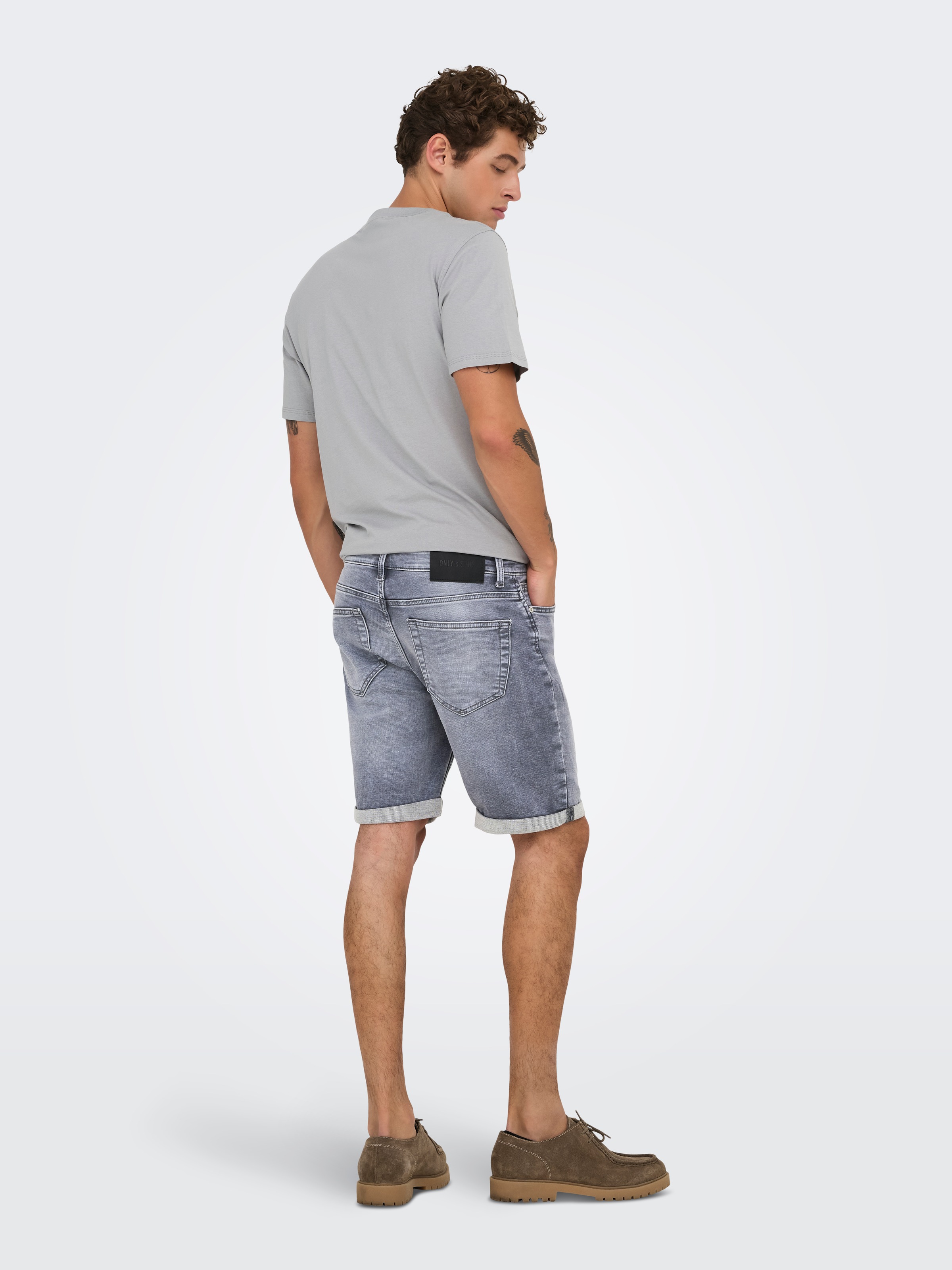 ONLY & SONS Short en jean »ONSPLY JOG MGD 0880 ANA DNM SHORTS NOOS« mélange coton, coupe régulière
