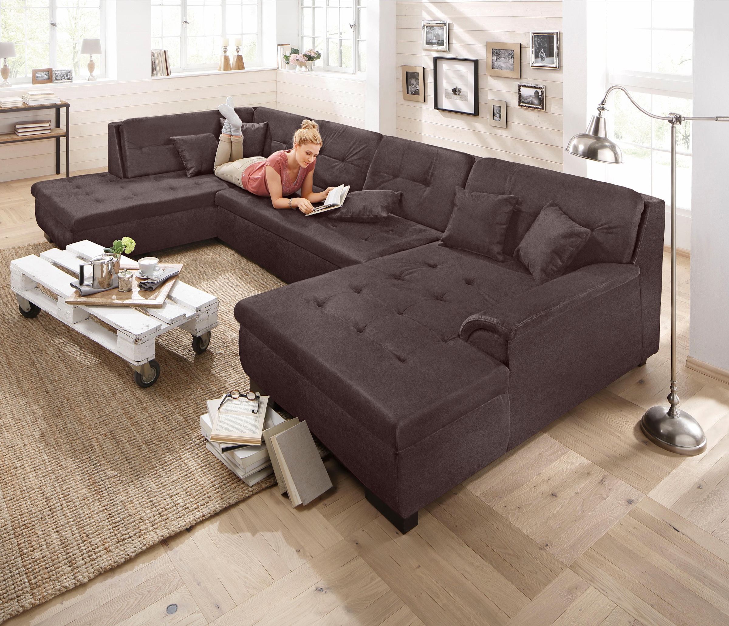 Home affaire Paysage de salon »Bergen zeitlos und elegant, U-Form« wahlweise mit Bettfunktion