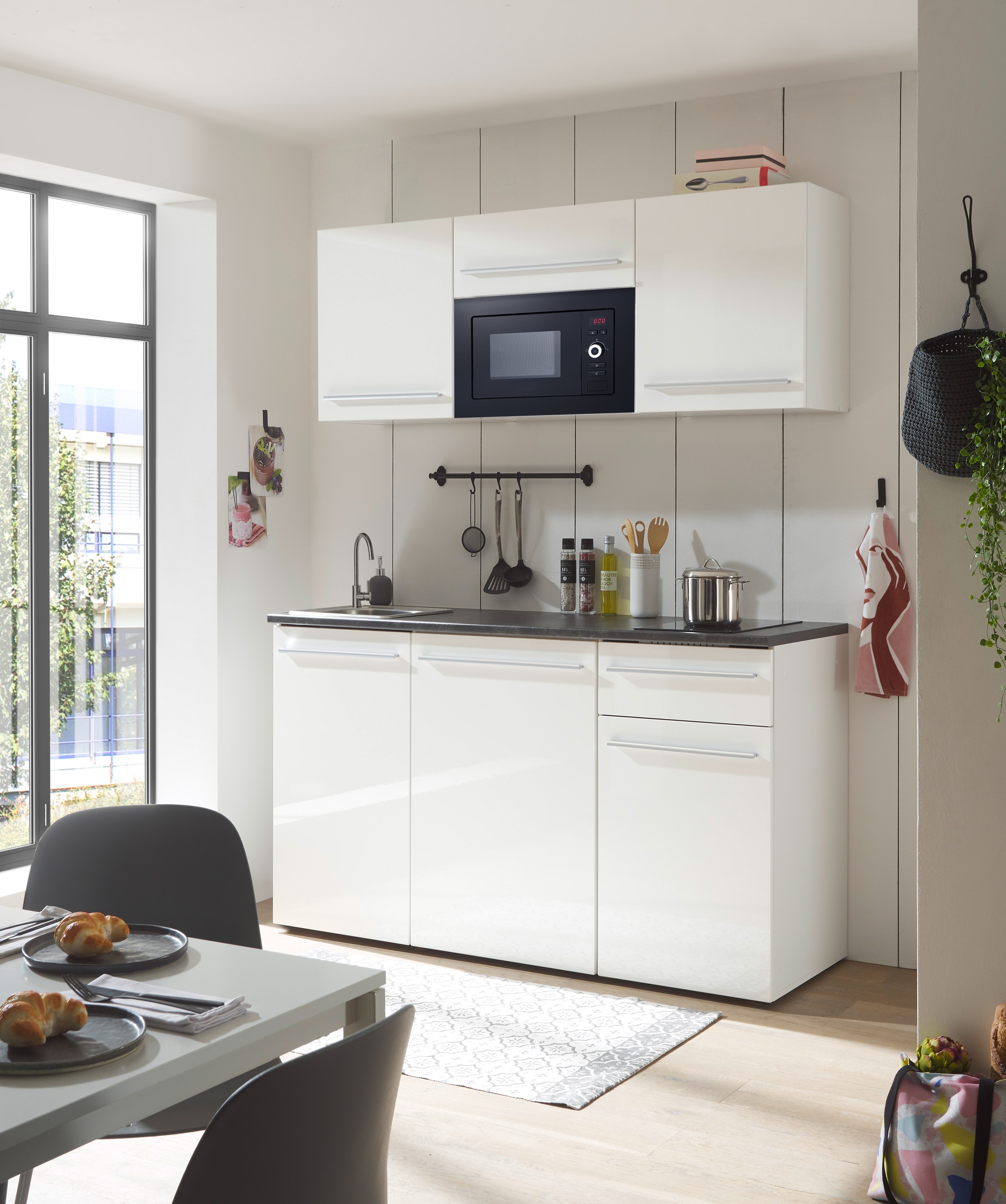 BASIC by Balculina Pantryküche »Jazz Singleküche« Breite 160 cm, wahlweise mit E-Geräten und Mikrowelle