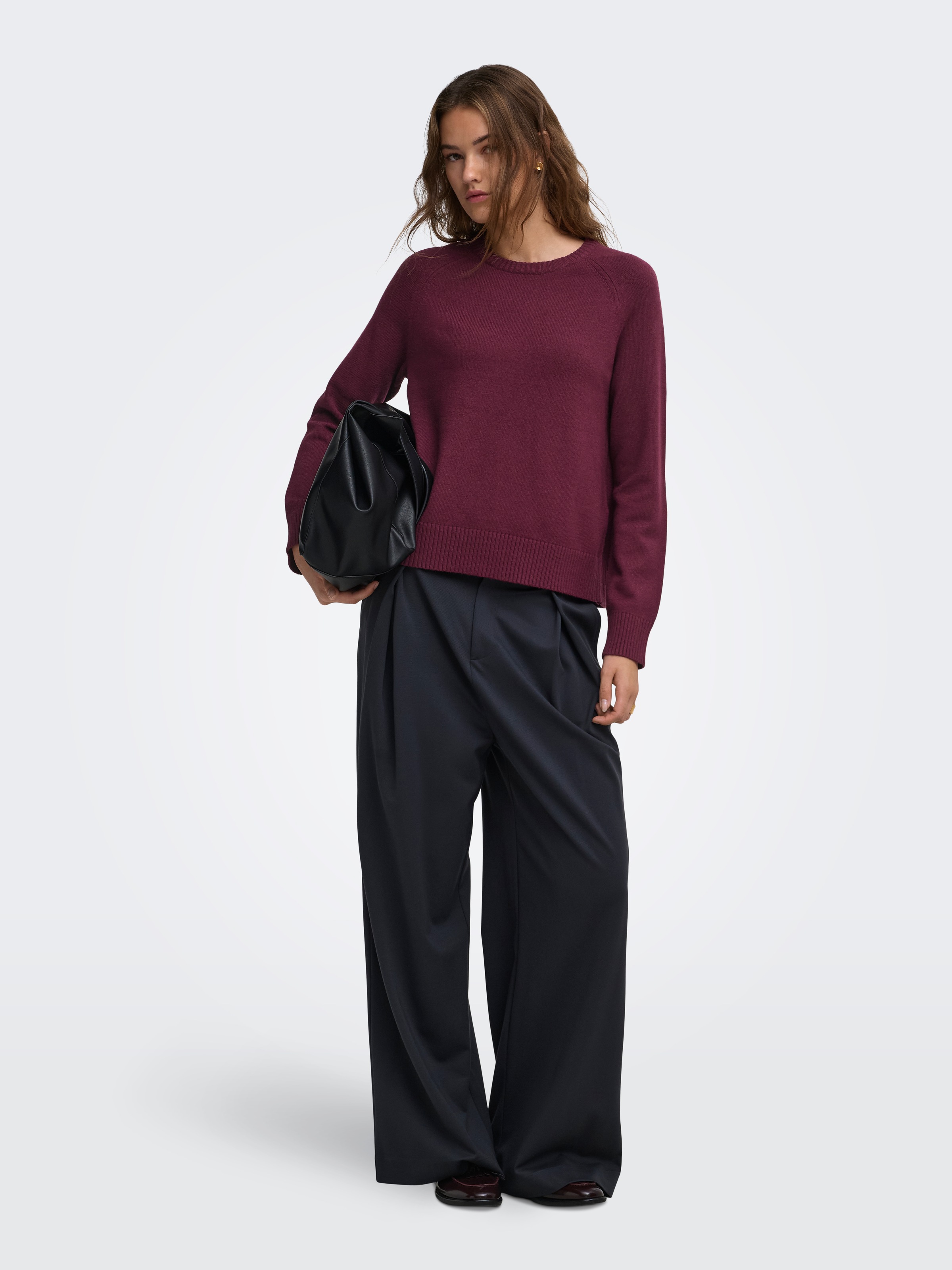 ONLY Pull en tricot »ONLPRINCESS LS O-NECK RAGLAN KNT NOOS« mélange viscose, coupe régulière