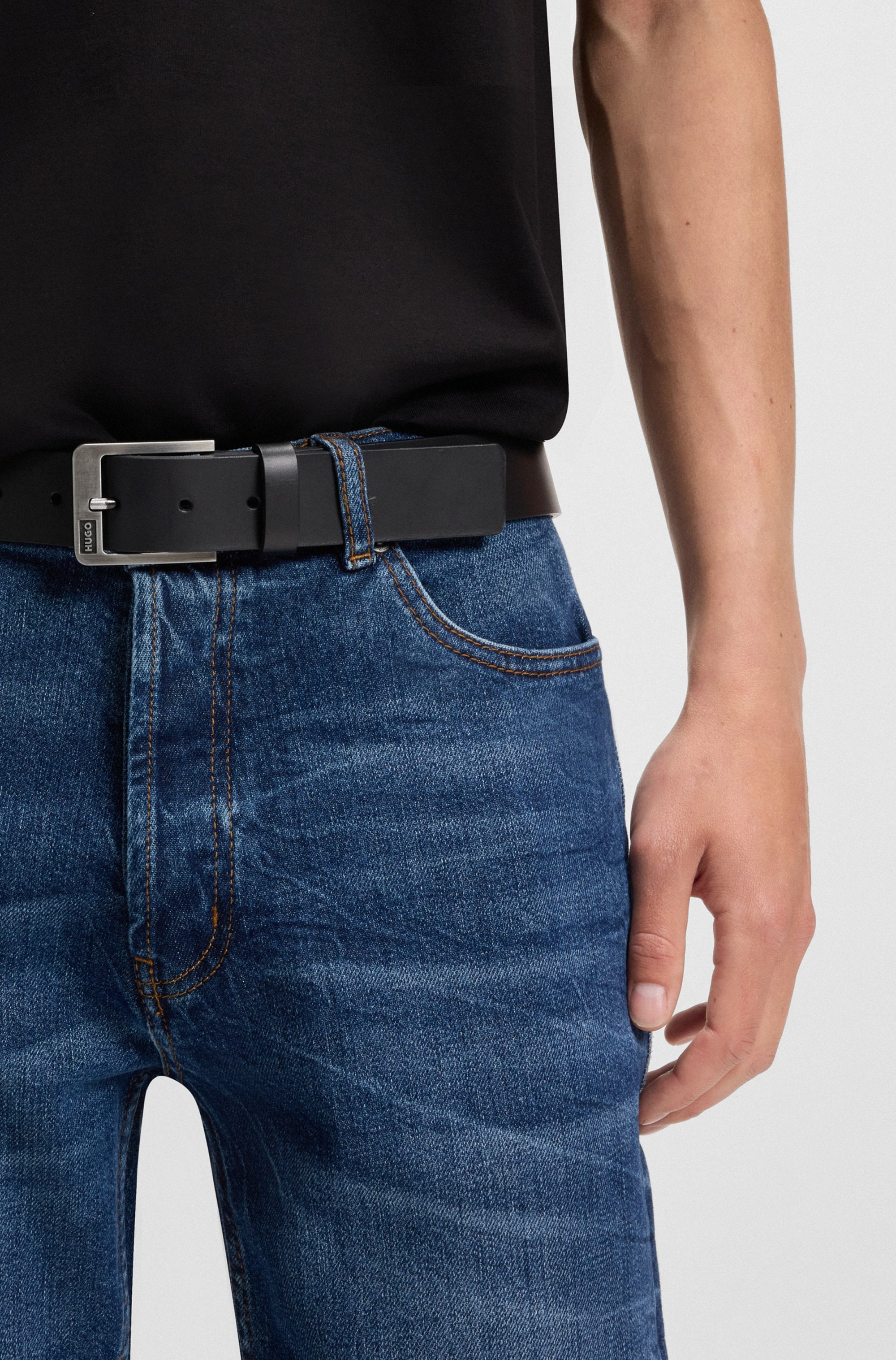 HUGO Ceinture en cuir »Grover Sz35« mit Logoprägung auf der Schliesse