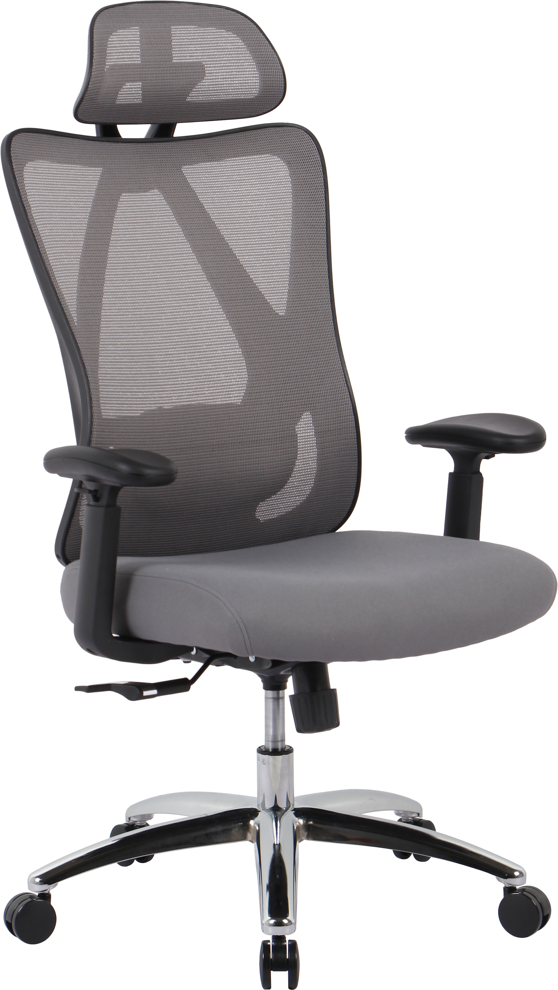 GOODproduct Chaise de bureau »ZAMIR, verstellbare Kopfstütze, Lendenwirbelstütze,« () chaise de bureau en mesh, fauteuil de direction avec fonction bascule & roulettes pour sol dur