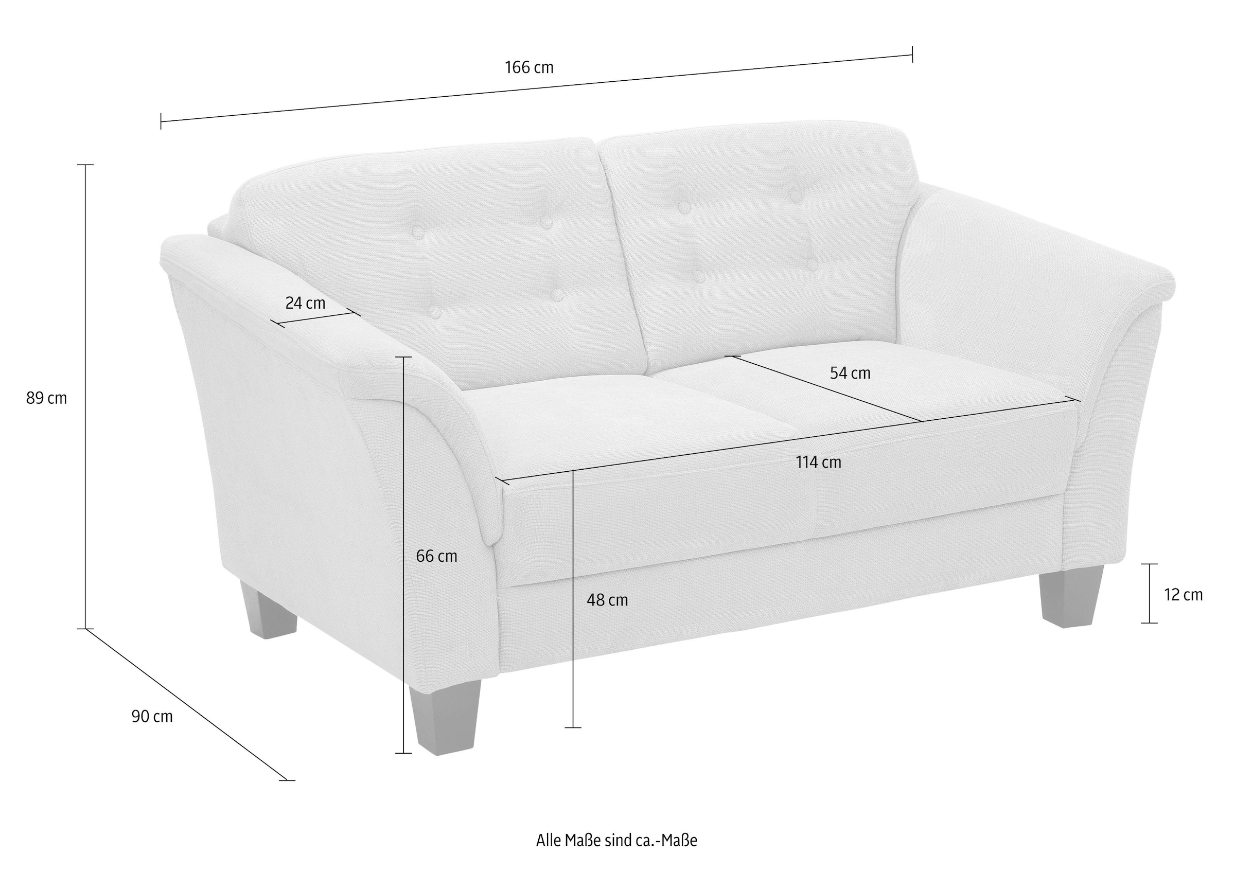 Home affaire 2-places »Trondheim« mit Federkern, Knopfheftung im Rücken, Füsse Buche