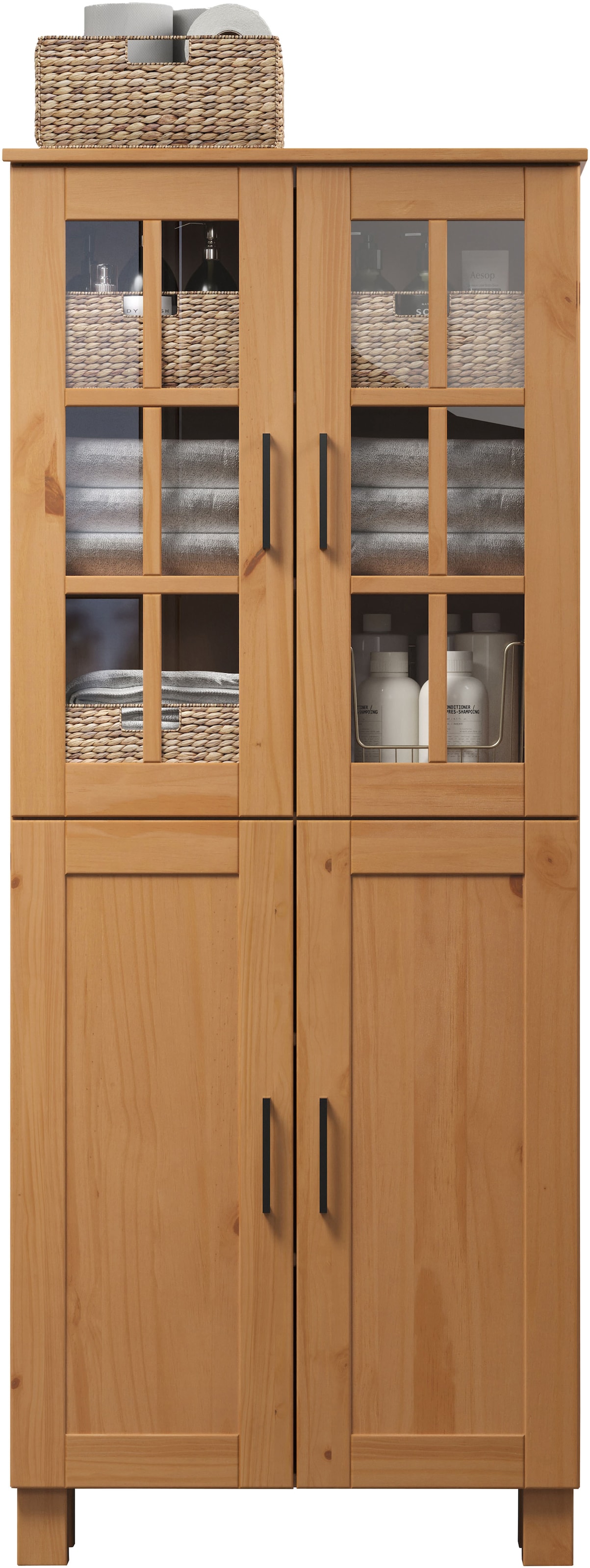 welltime Armoire haute »Ulea« 1 cuis tlg. Breiter Badschrank aus Massivholz - Masse (B/T/H) 70/30/170 cm