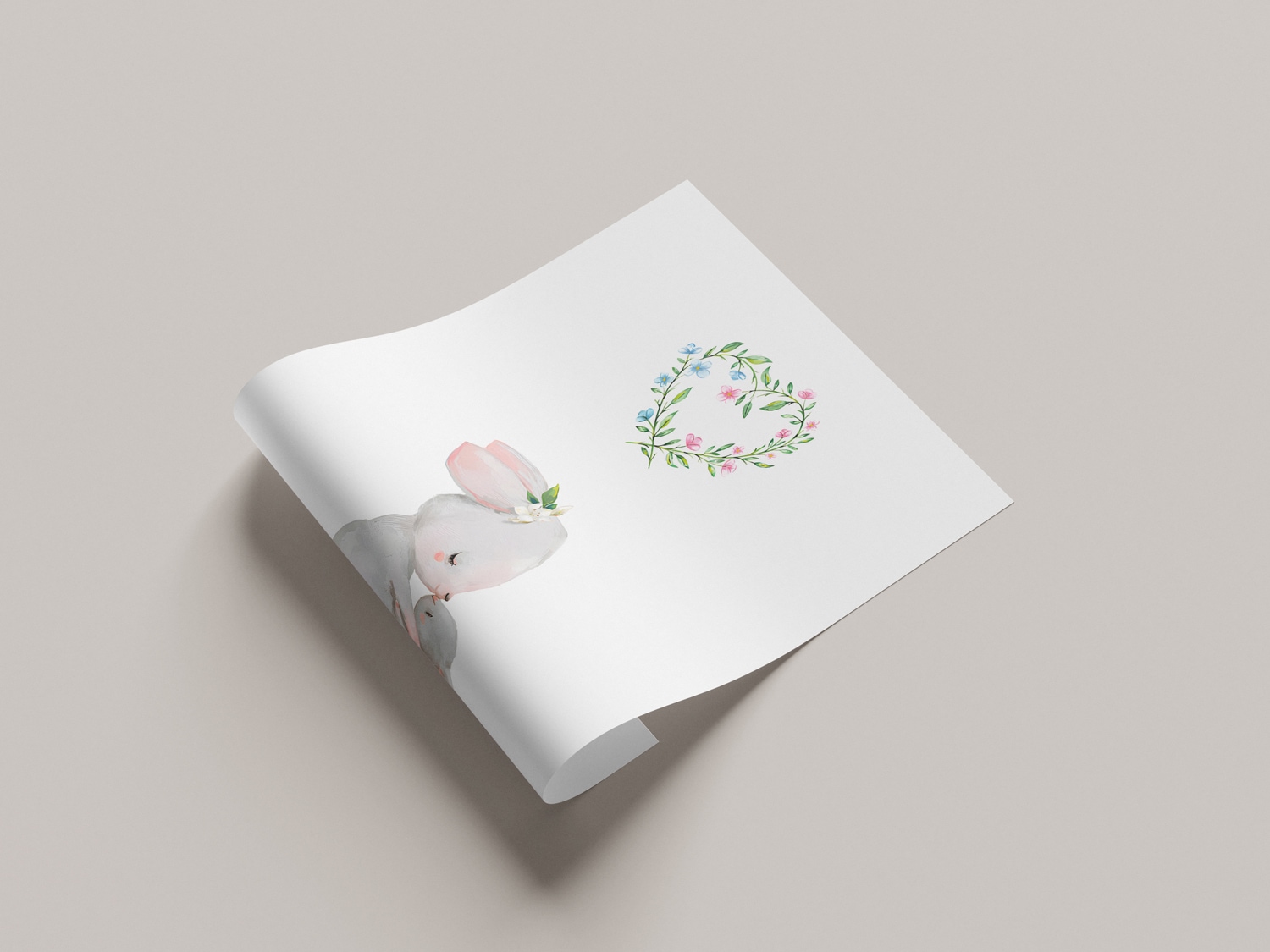 Lüttenhütt Tableau avec cadre »oder Poster, Grosser Hase und Hasenkind mit Herz« Animaux | Cœur | Cœurs | Fantasy 1 cuis tlg. impression HD Premium