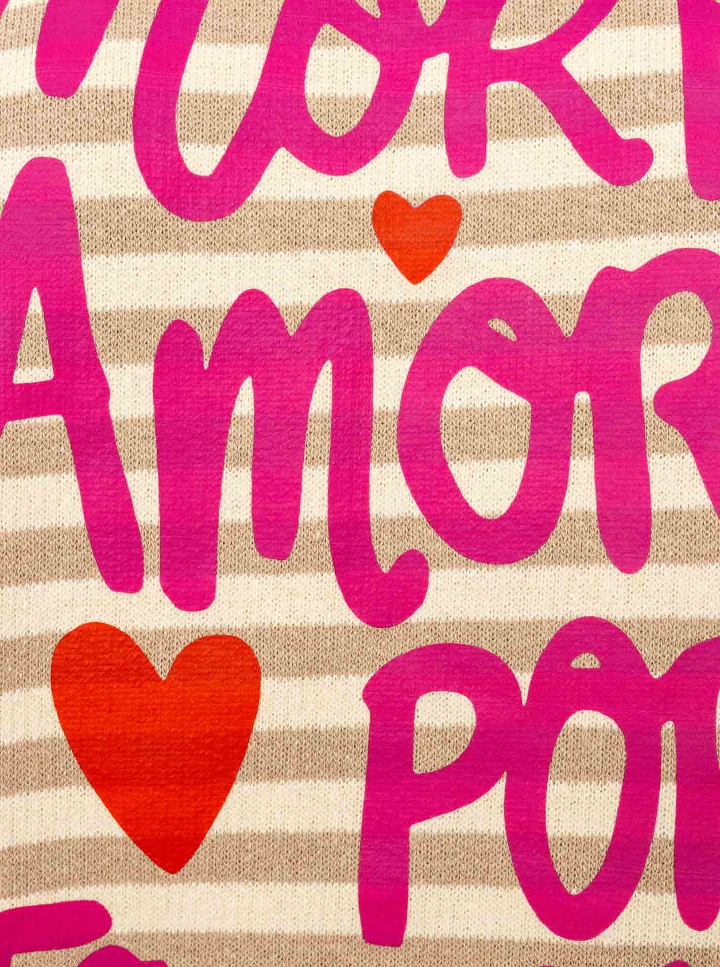 Zwillingsherz Streifenpullover »"More Amor Por Favor "« gestreift, Rundhals, grosse Aufschrift