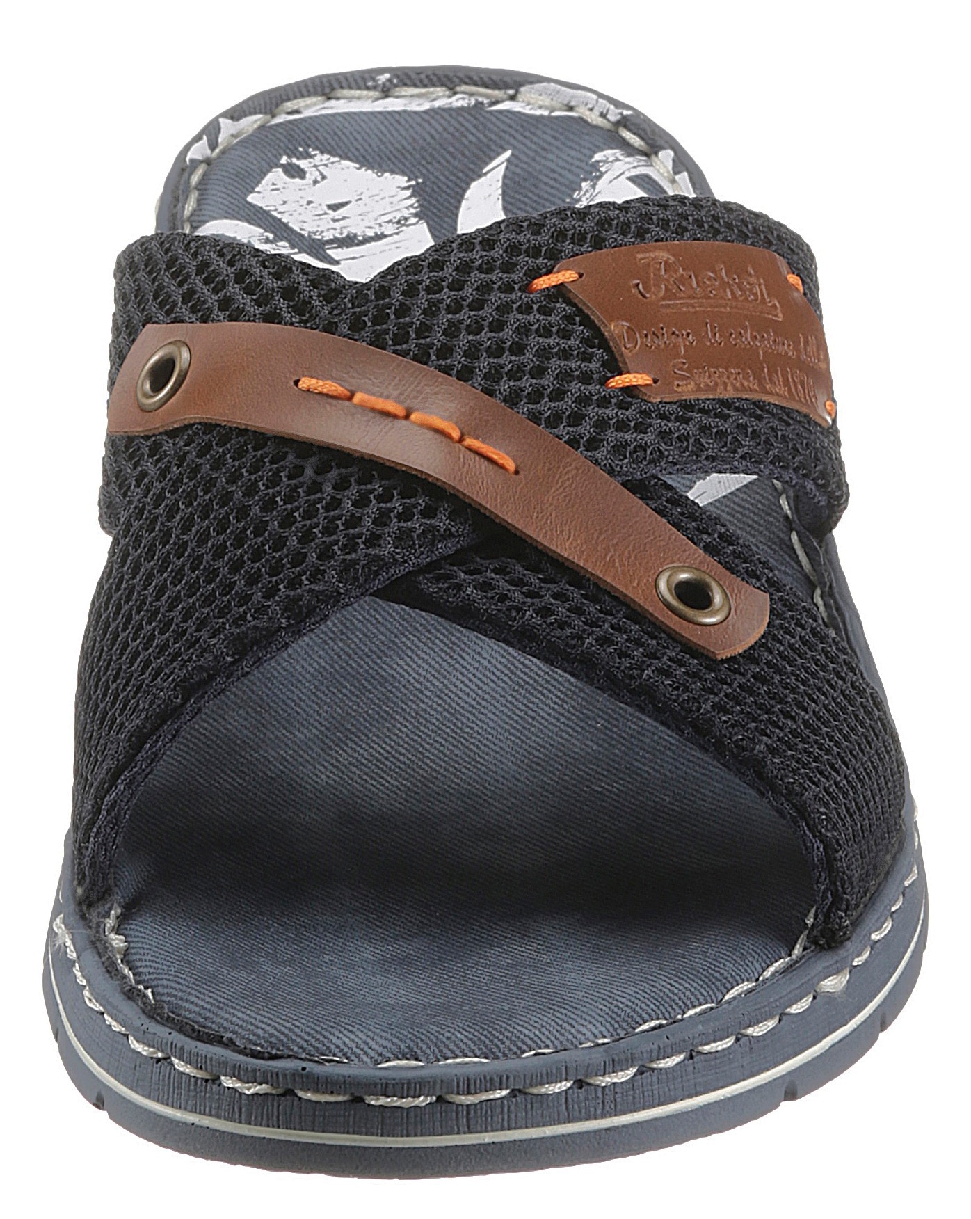 Rieker Pantolette  , Sommerschuh, Schlappen, Poolslides, mit Kontrastdetails