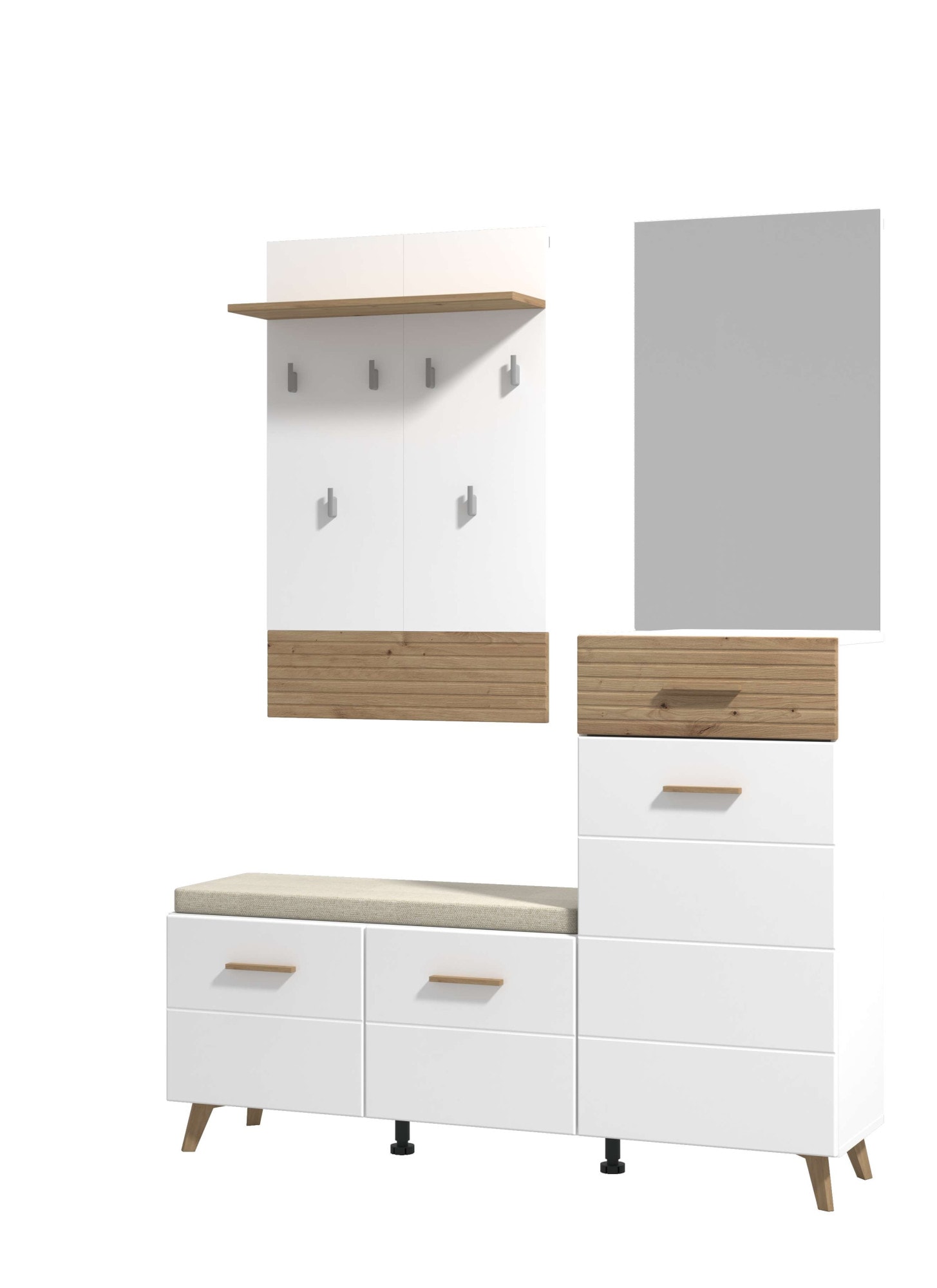 Home affaire Garderoben-Set »Sein Kompaktgarderobe, Flurgarderobe, Dielenschrank, Hochglanzfronten« Komplett-Set, 5 Stk. tlg.