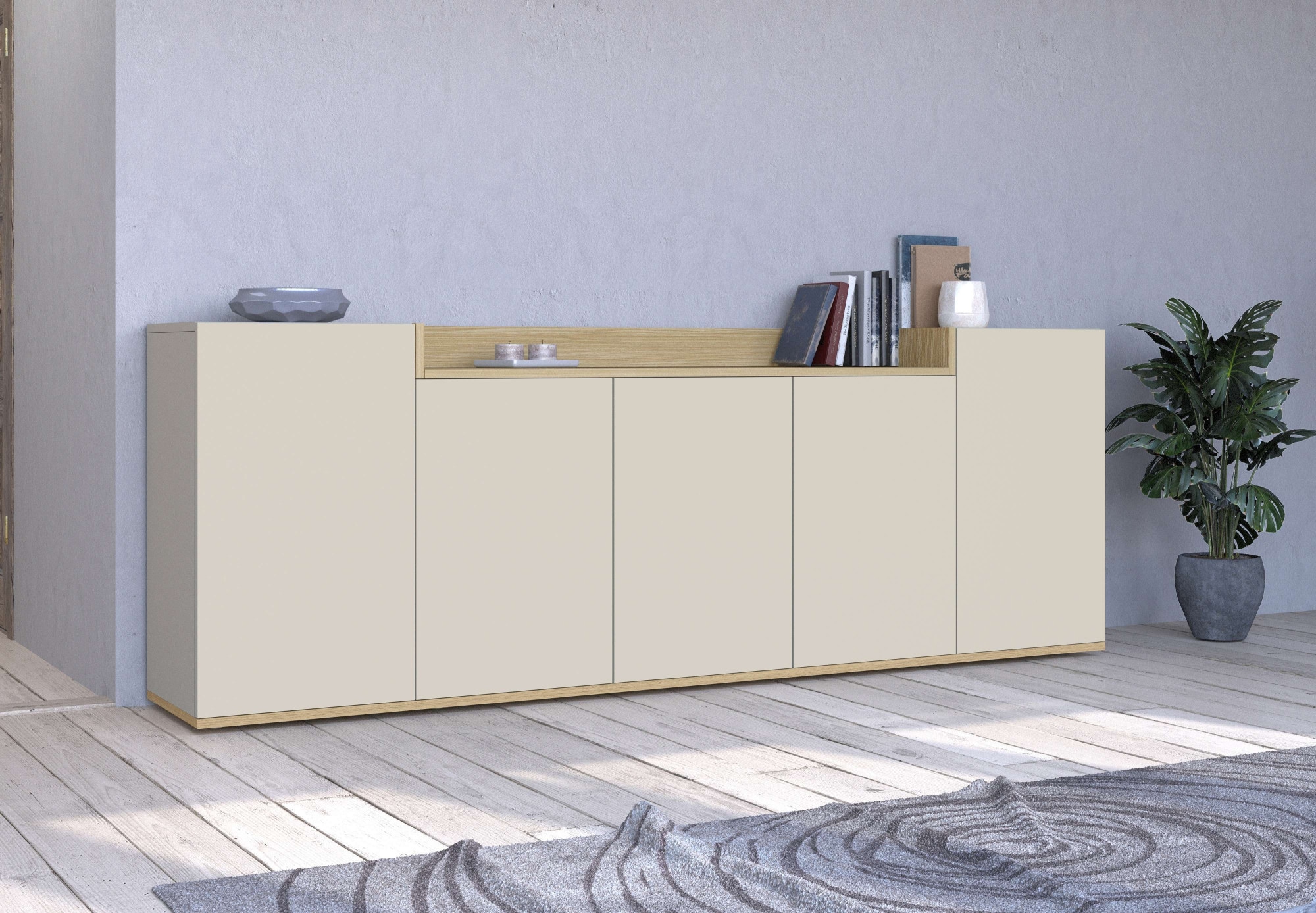 GOODproduct Sideboard »BOLSENA, Kommode, Schrank,Lowboard mit 8 Fächer und offenes Ablagefach« 1 Stk. tlg. stehend/hängend montierbar, Made in Italy, B/T/H: 200 × 35 × 71,2 cm