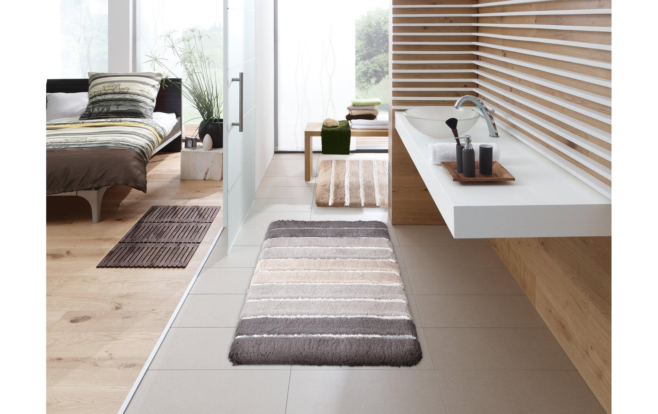 Kleine Wolke Badematte »Phoenix« Höhe 35 mm rutschhemmend beschichtet fussbodenheizungsgeeignet Badteppich, gestreift, Hoch-Tief Effekt, waschbar