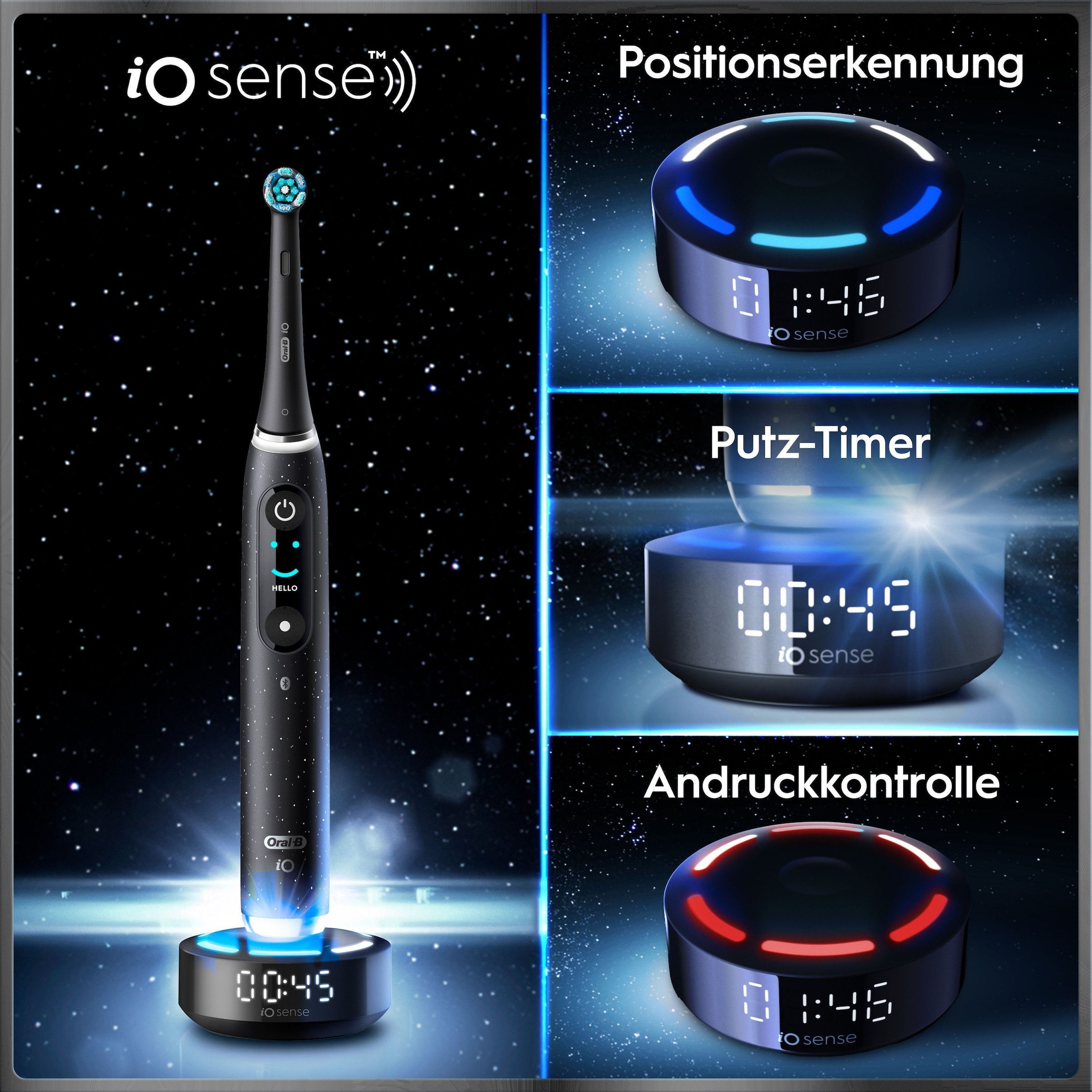 Oral-B Elektrische Zahnbürste »Oral-B iO Series 10« 1 Stk. Aufsteckbürsten iO Sense Zahnputz-Coach | Schnellladestation | Langanhaltender Akku