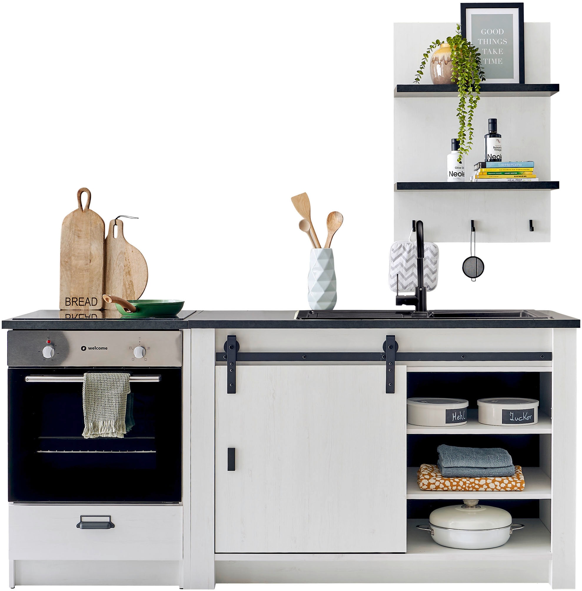 Home affaire Kitchenette »Sherwood« Breite 196 cm, mit Herdumbauschrank, ohne E-Geräte