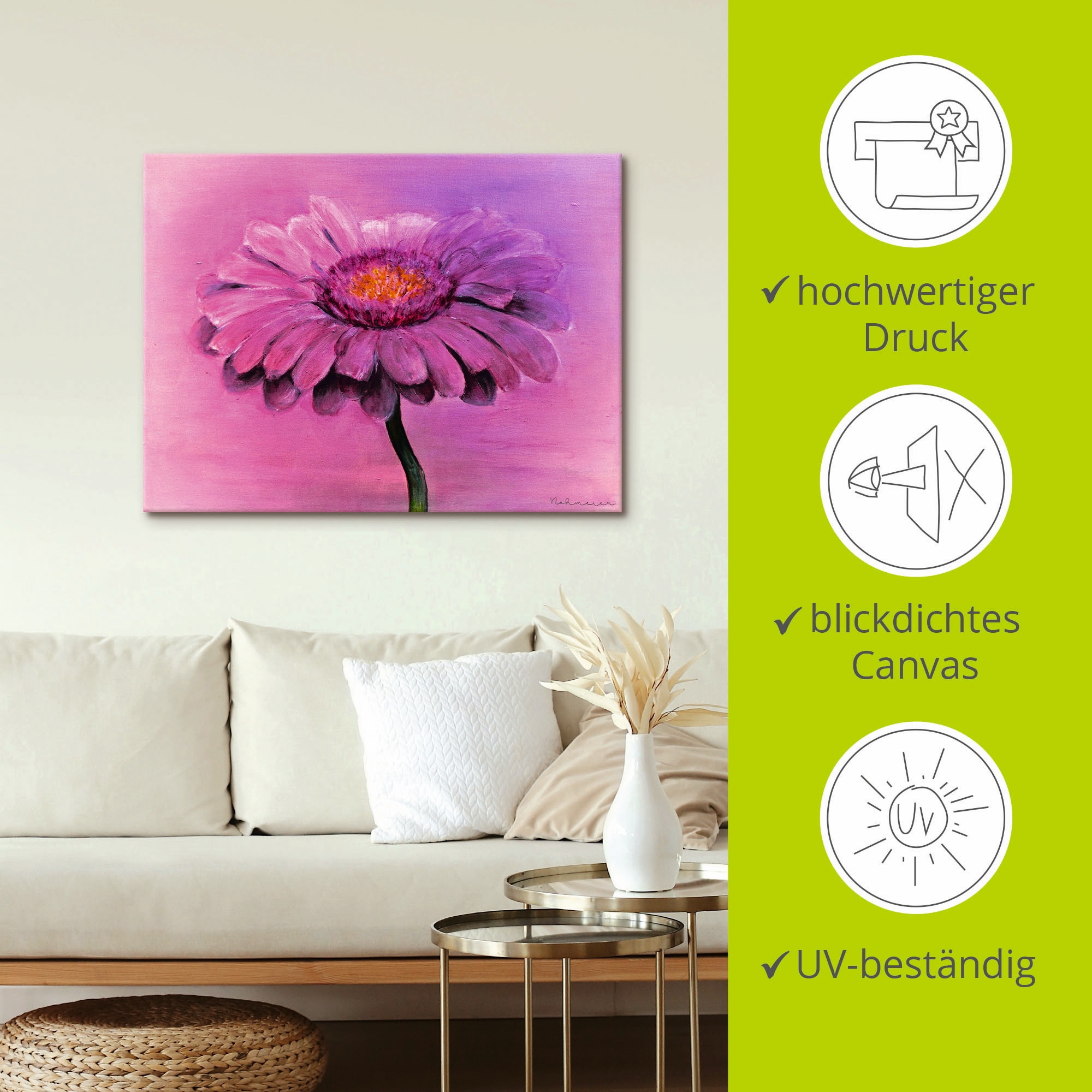 Artland Tableau sur toile »Gerbera« 1 cuis tlg. auf Keilrahmen gespannt