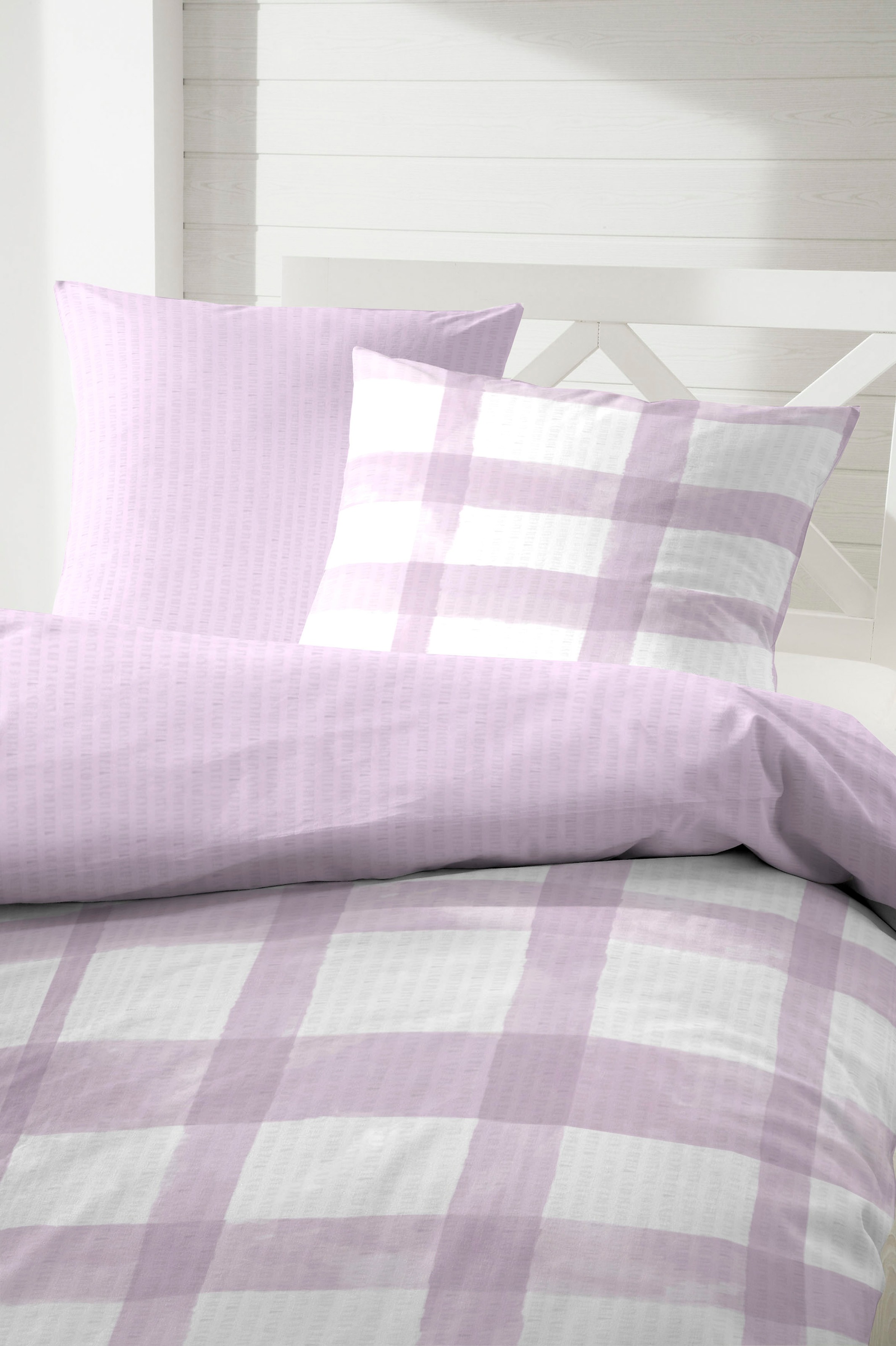 Primera Wendebettwäsche »Soft-Seersucker Bettwäsche Karo« 2 Stk. tlg. im modernen Karo-Look