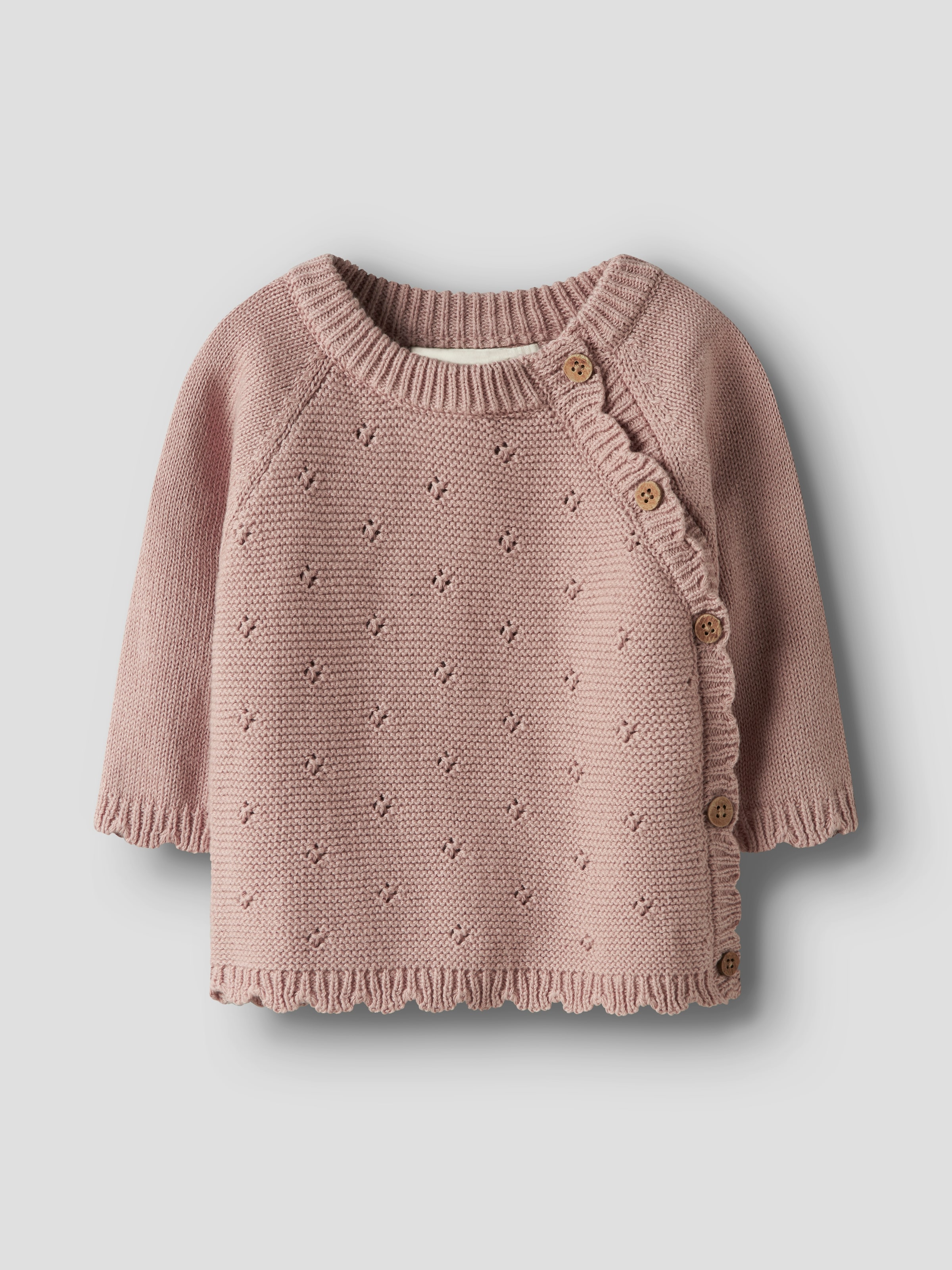 Lil' Atelier Veste en tricot »NBFLAGUNA LS WRAP KNIT LIL NOOS« mit Lochstrickmuster, weiche Baumwolle