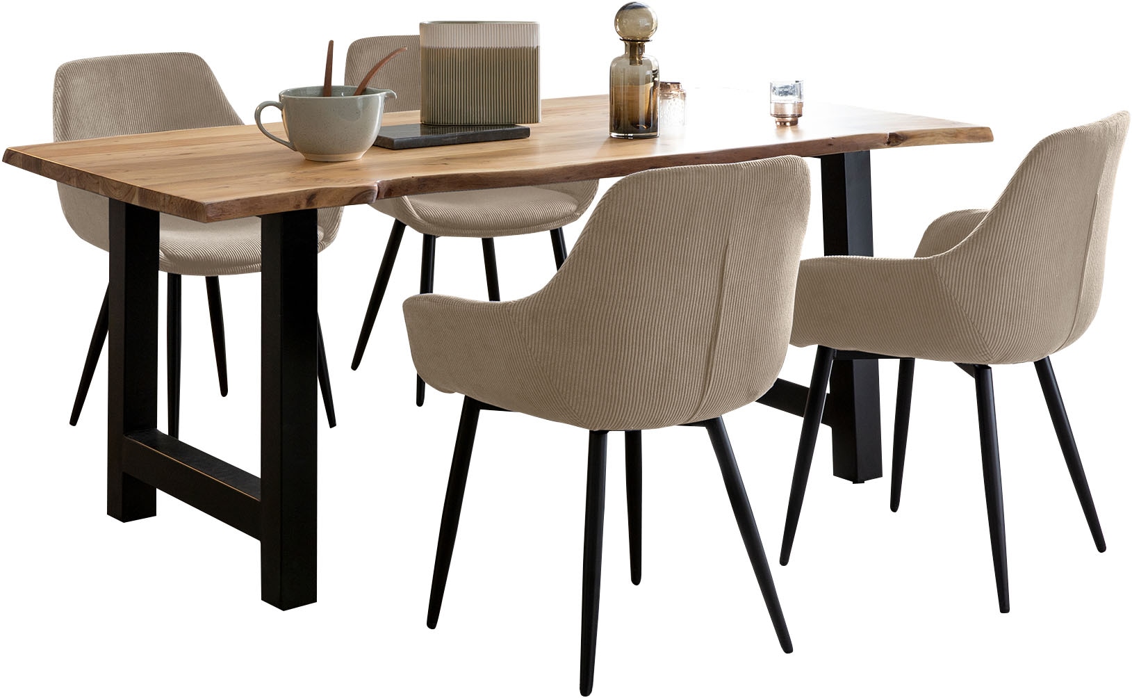 SalesFever Essgruppe »Elegante Essgruppe für stilvolles Speisen« Set, 5 Stk. tlg. Massivholz geölt und zweifach gewachst