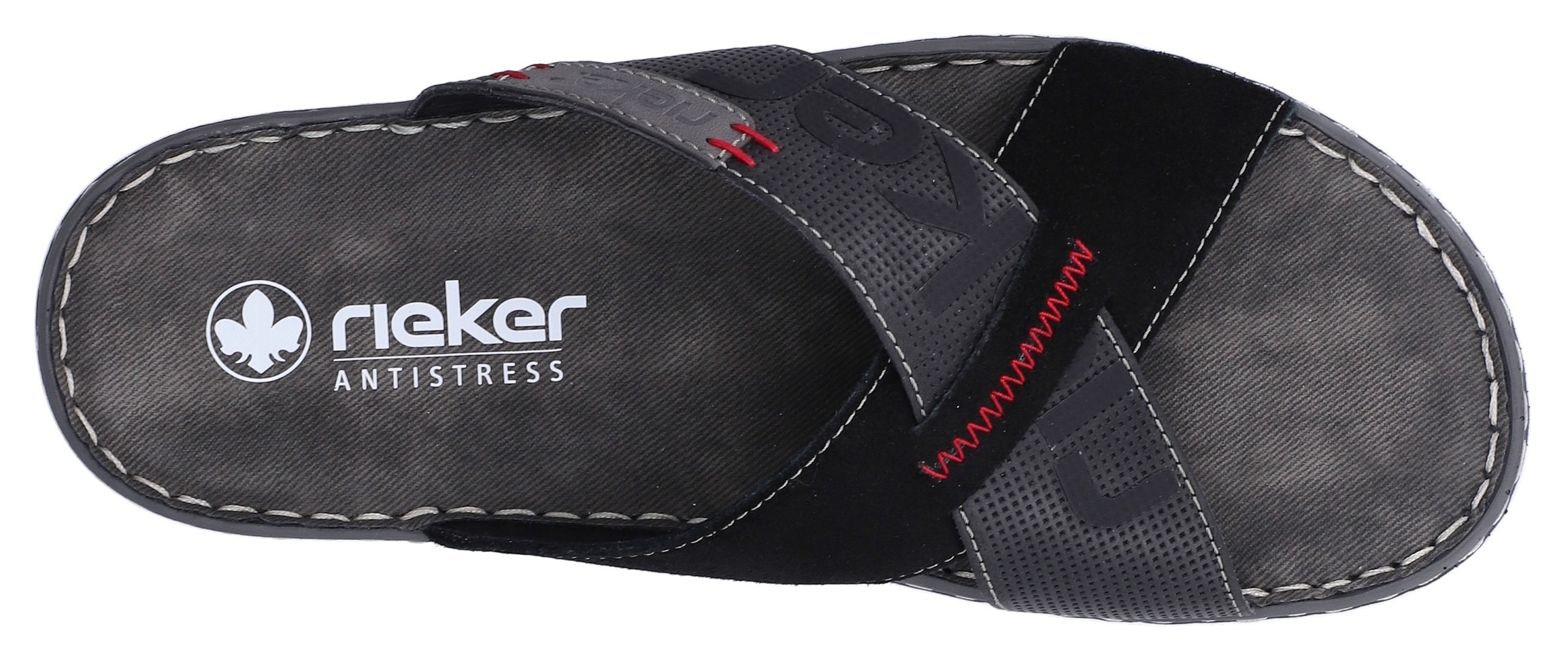 Rieker Pantolette  chaussure d'été, mule, poolslides, avec surpiqûres contrastées