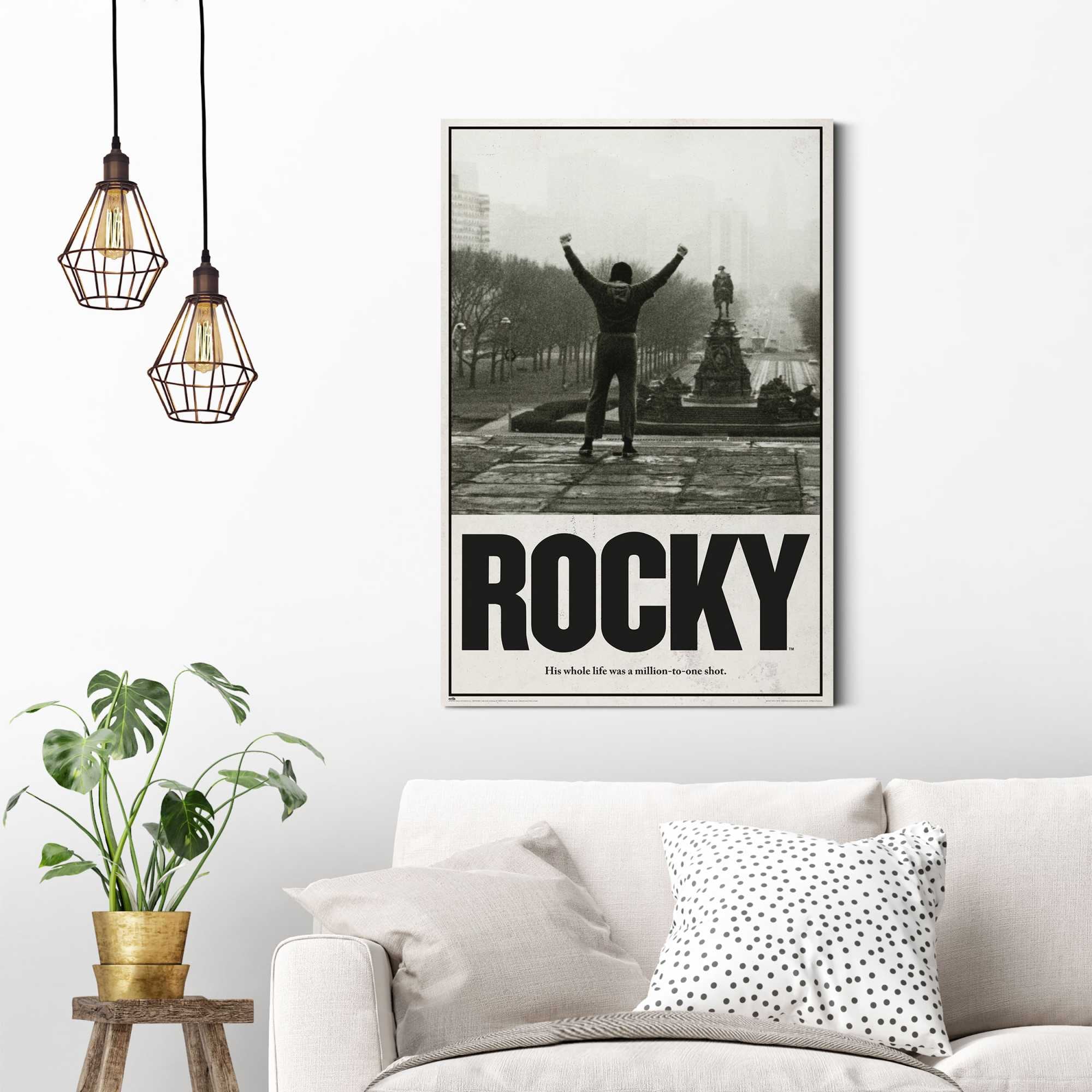 Reinders! Panneau déco »Rocky - Rocky Balboa« Chambre d’adolescent - Noir et blanc - MDF - Film et télévision - 60x90 cm