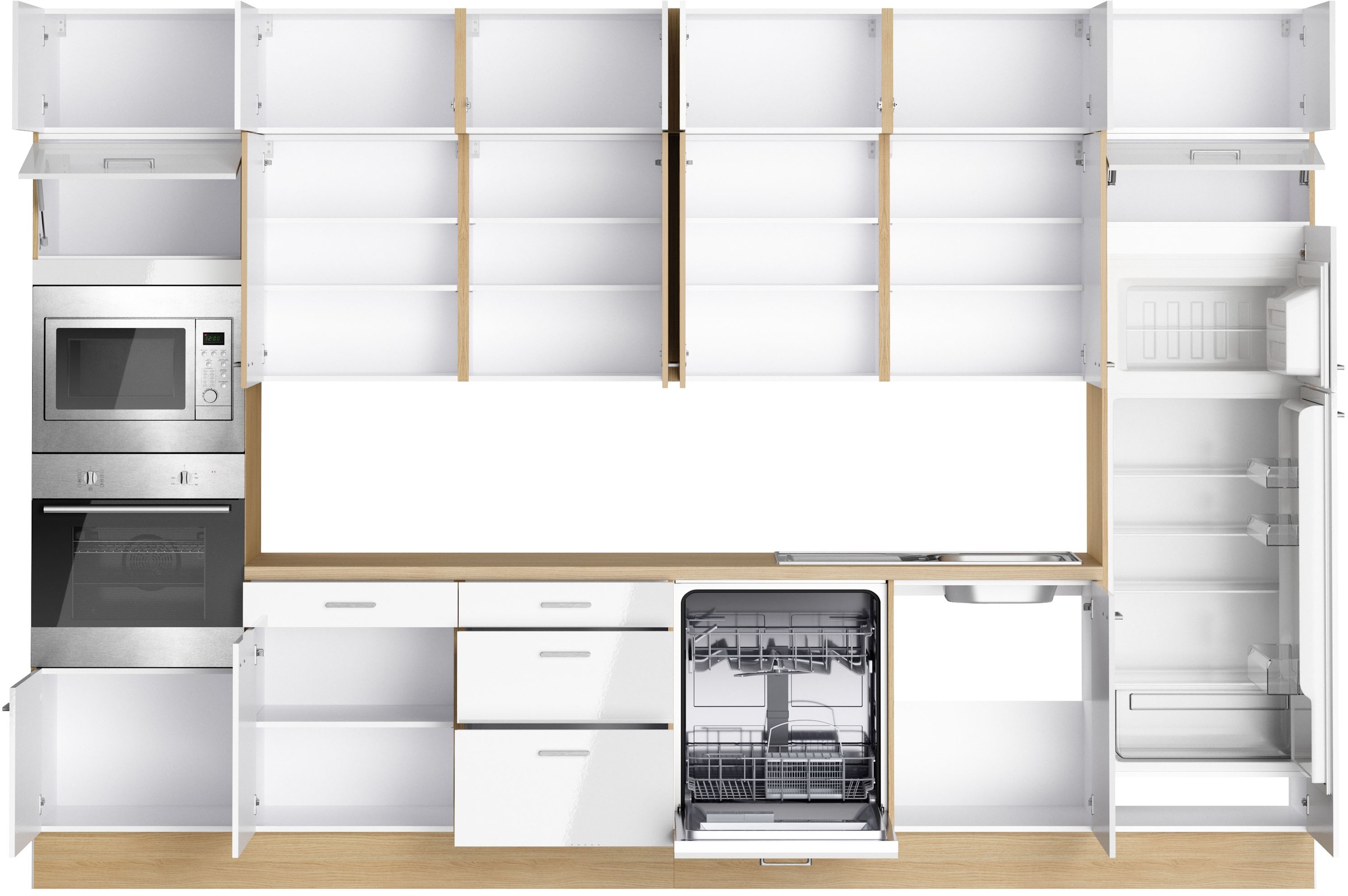 KOCHSTATION Kitchenette »KS-Lucy« Largeur 360 cm, fermeture douce, accessoires inclus, avec ou sans appareils électriques