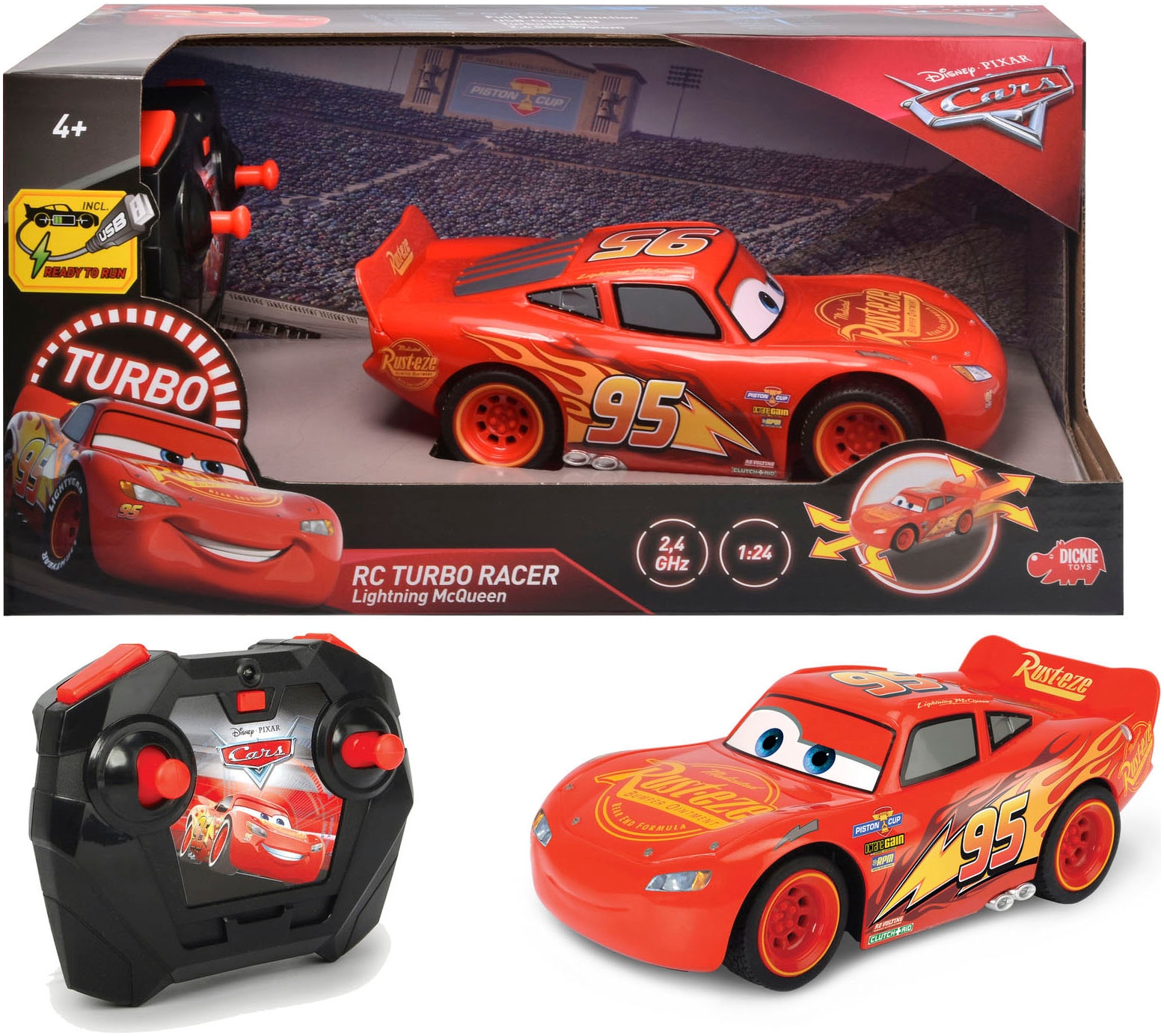 Dickie Toys Voiture RC »RC Cars 3 Lightning McQueen Turbo Racer, 2,4GHz«