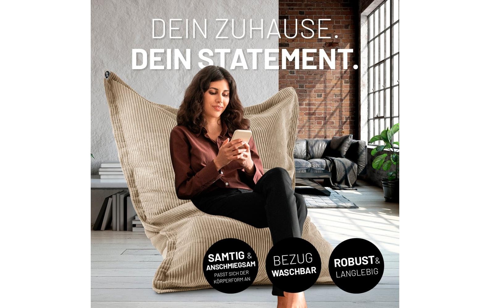 Lumaland Pouf »Cord 380 l« Sitzsack für Innen