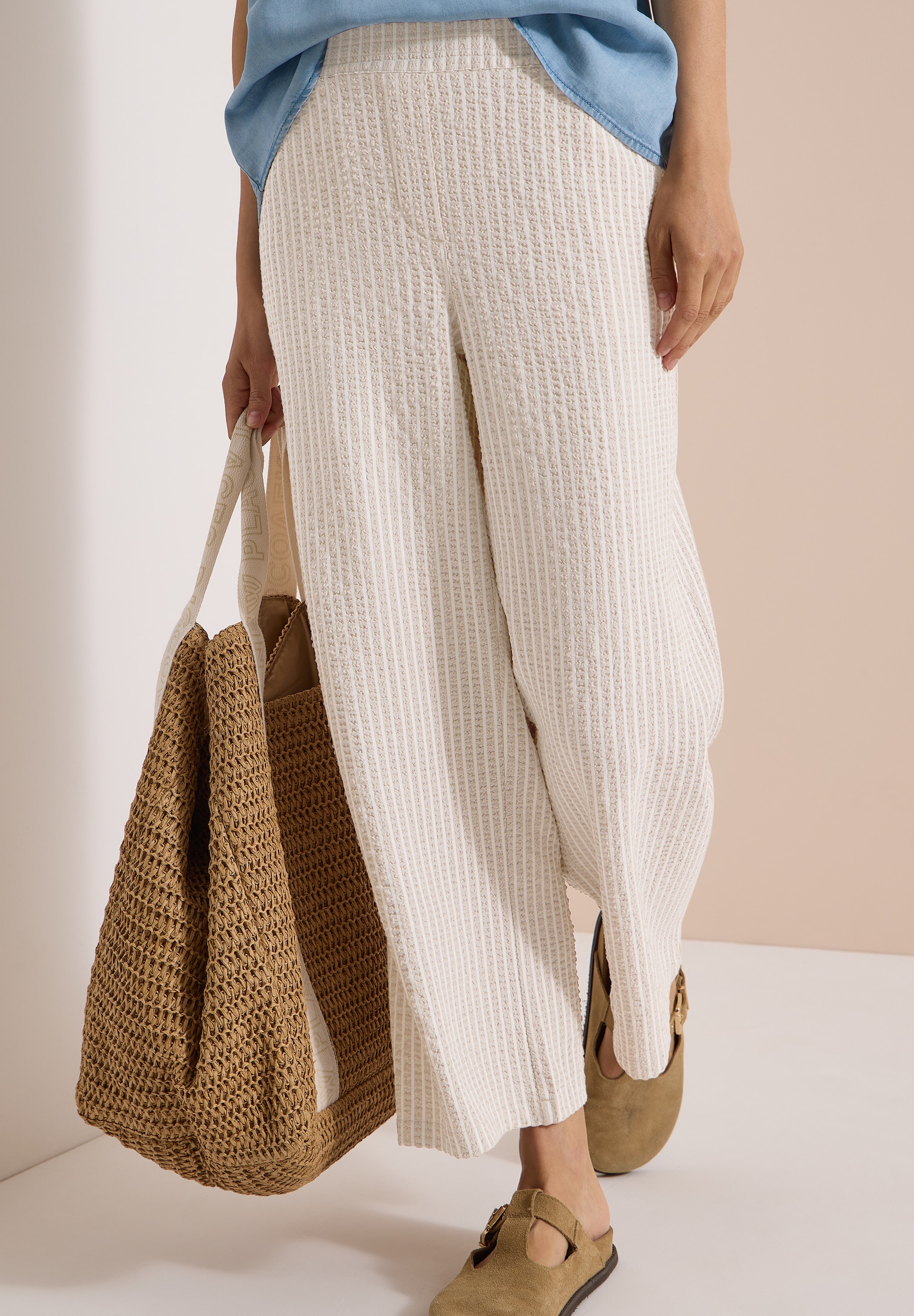 Cecil 7/8-Hose  Seersucker-Qualität, Streifenmuster, Loose Fit