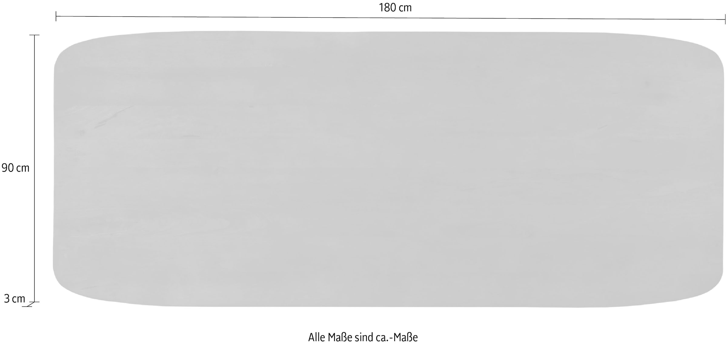 SIT Esstischplatte »Winnipeg aus Mango massiv mit abgerundeten Ecken« 1 Stk. tlg. 2,5 cm starke Massivholzplatte mit individueller Maserung