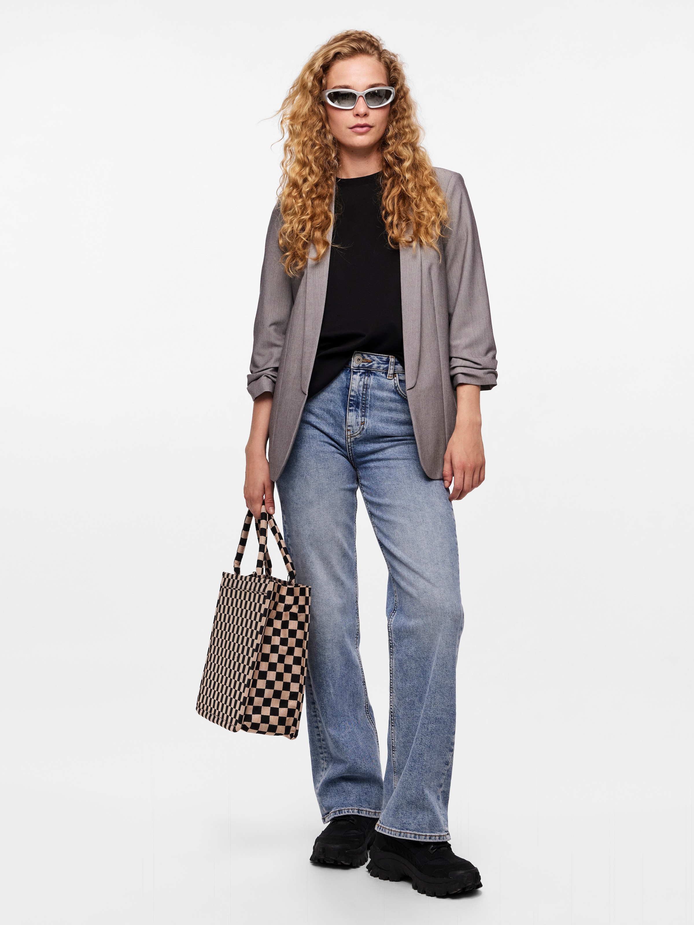 pieces »PCBOSELLA 3/4 BLAZER NOOS« Materialmix, regular fit