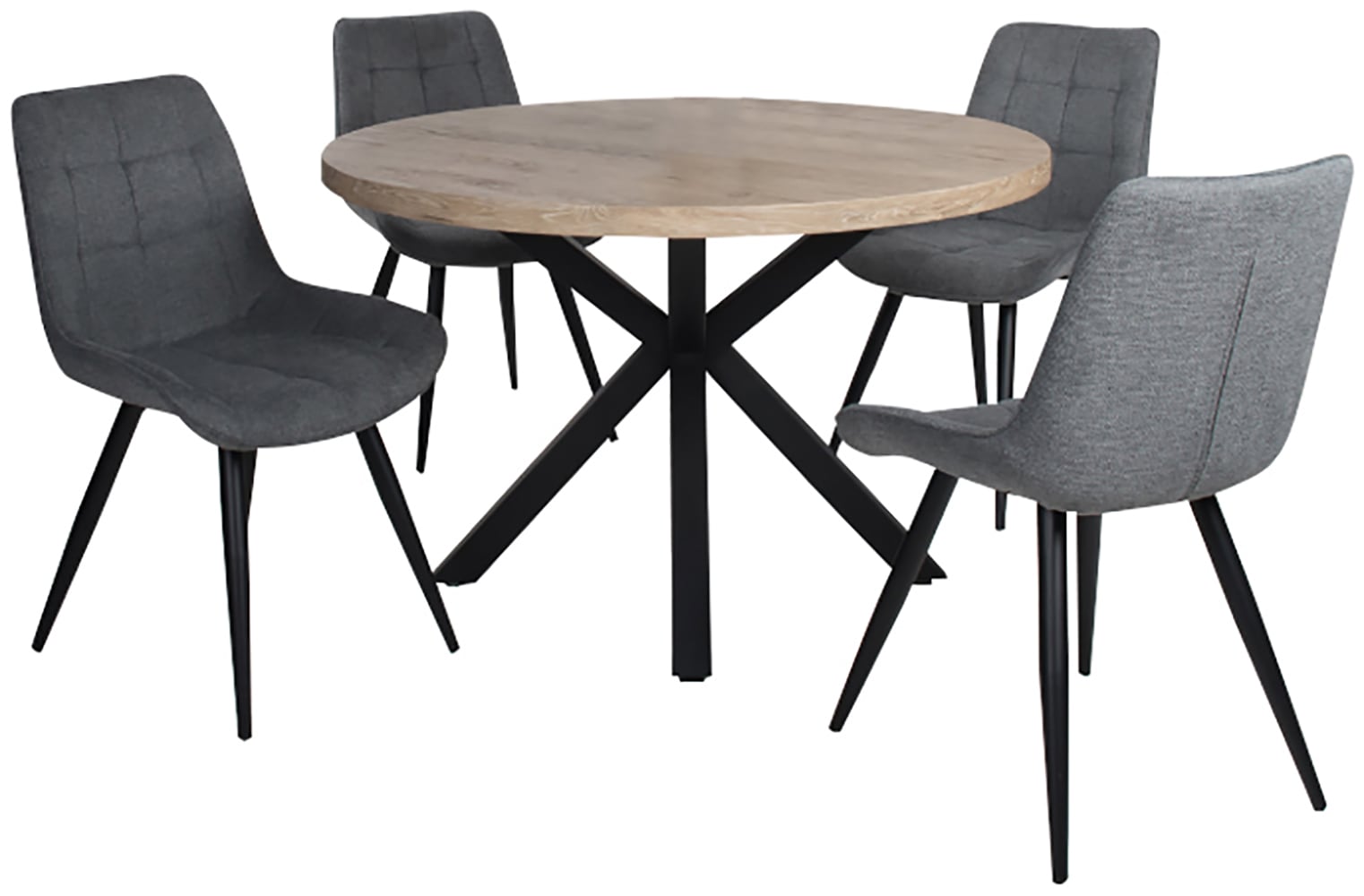 Duo Collection Essgruppe »Esszimmergruppe Damira & Iris« Set, 5-tlg., 5 Stk. tlg. Ø 120 cm, massives Metallgestell, bis 100 kg belastbar