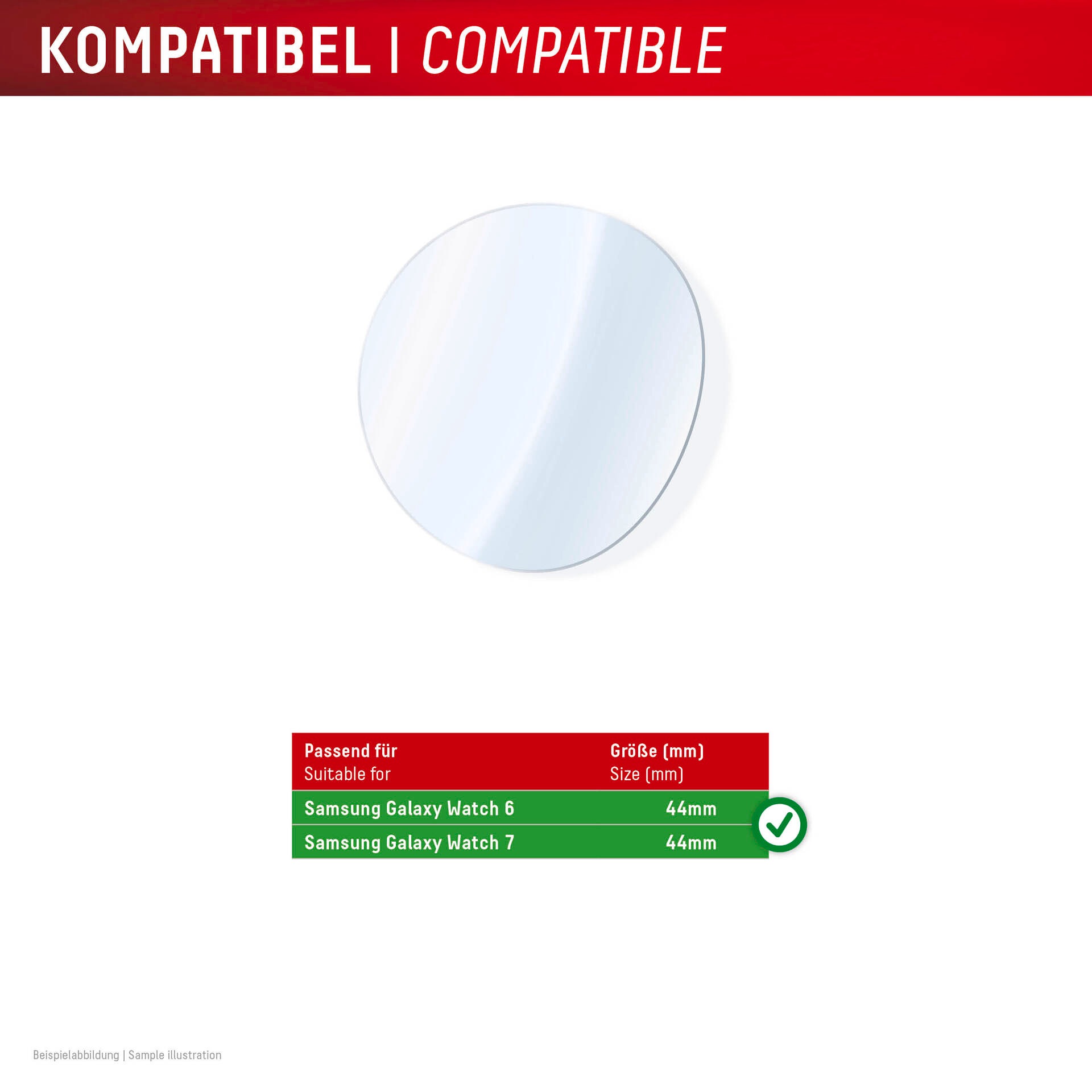 Displex Verre de protection d'écran »Smartwatch Glass Unbreakable Protector« für Samsung Galaxy Watch6 44 mm;Samsung Galaxy Watch7 44 mm Packung, 2x Hybrid Glass,  Displayschutzfolie, Schutzfolie, Bildschirmschutz, kratz- & stossfest