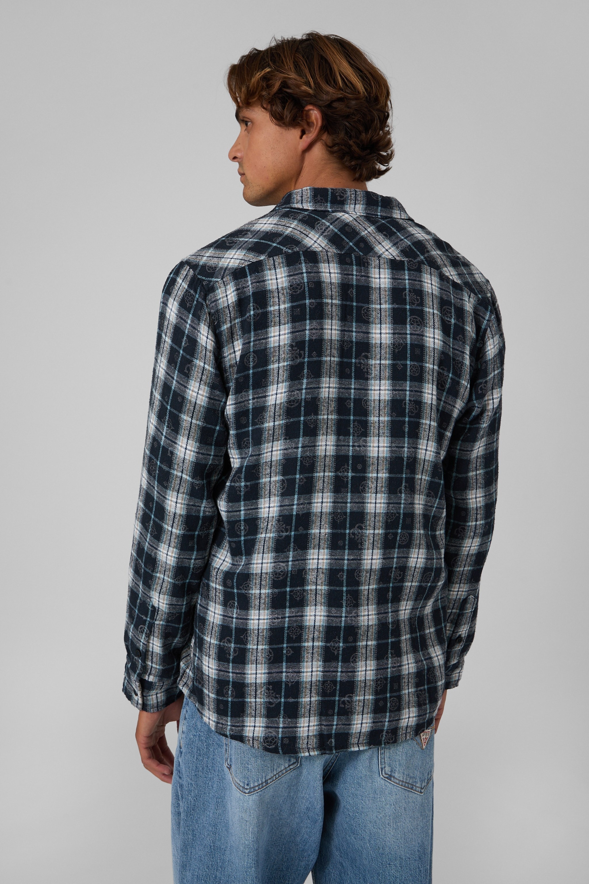 Guess Chemise à manches longues »OCEAN COAST PLAID« Kentkragen, reine Baumwolle, gewebtes Karo Design