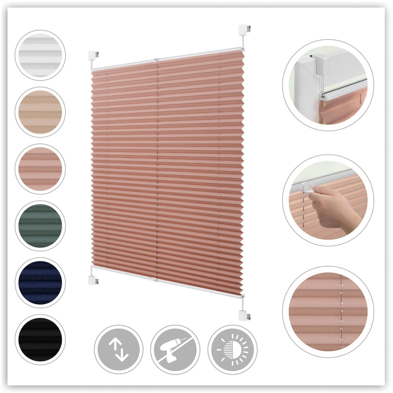 LICHTBLICK ORIGINAL Plissee »Plissee Klemmfix, ohne Bohren, verspannt« blickdicht ohne Bohren verspannt lichtdurchlässig, blickdicht