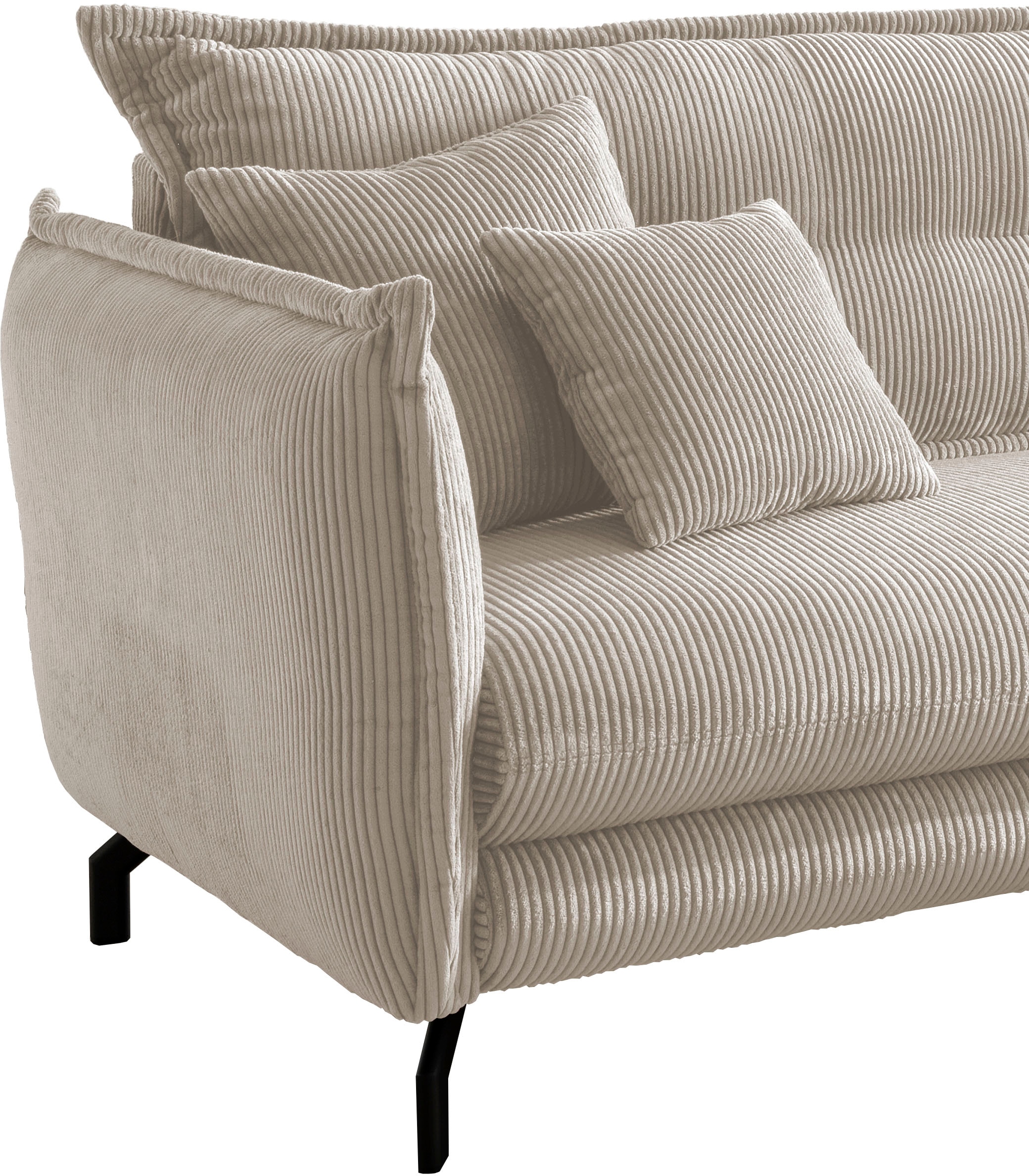 Home affaire Canapé d'angle »LAVA Breite 255 cm, modern und elegant, aktuelle Kissenoptik, L-Form« Armlehnen verstellbar