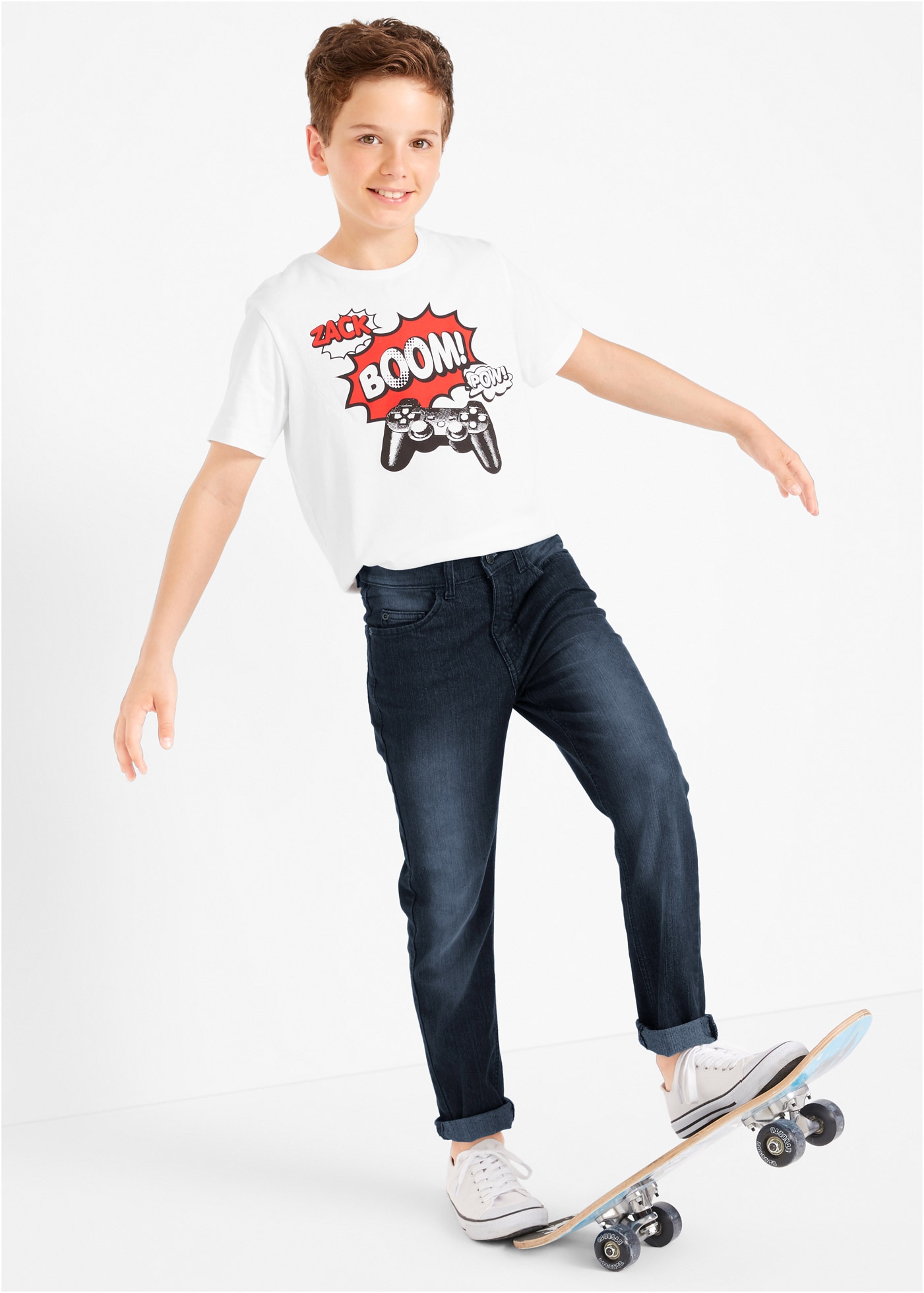 bonprix Jeans slim , Slim Fit Stretch-Jeans mit verstellbarem Bund, Straight
