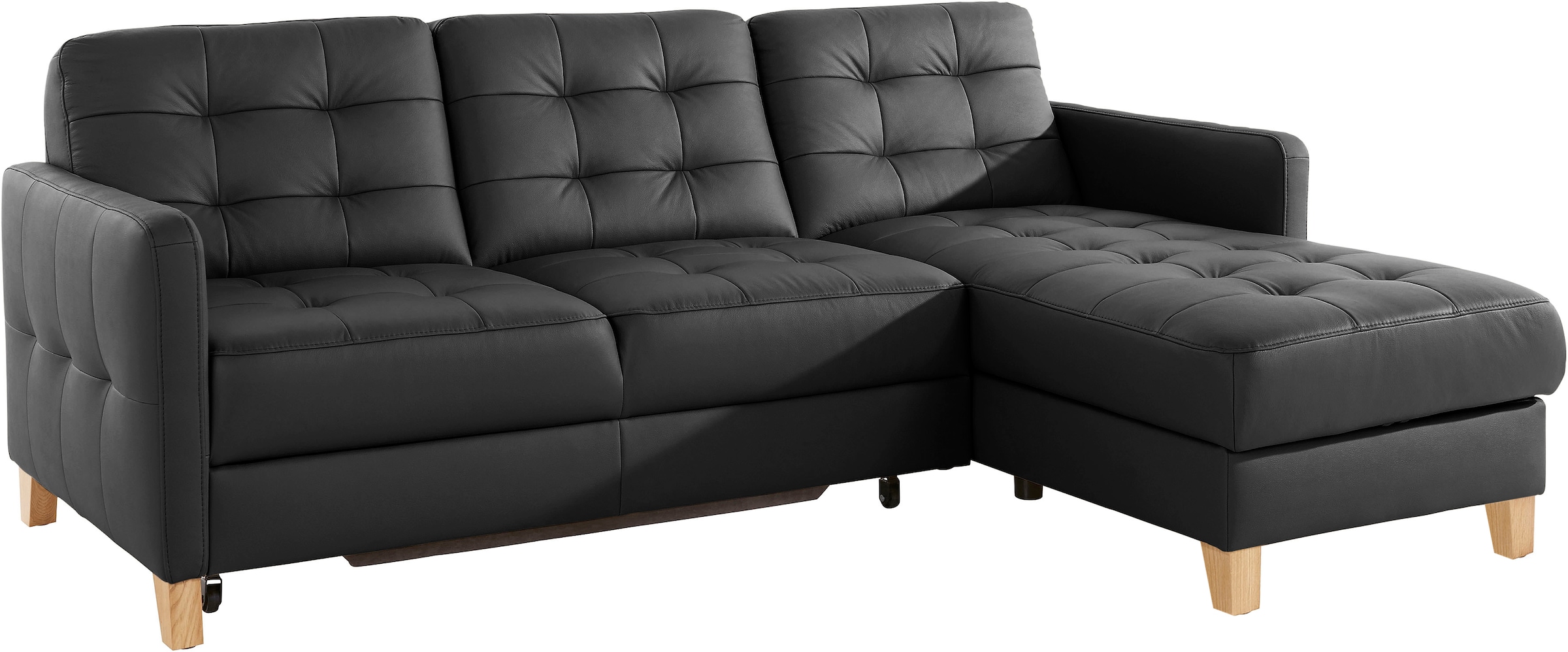 exxpo - sofa fashion Canapé d'angle »Elio, kompakt, bequem & zeitloses Design, Breite 217cm, L-Form« wahlweise mit Bettfunktion