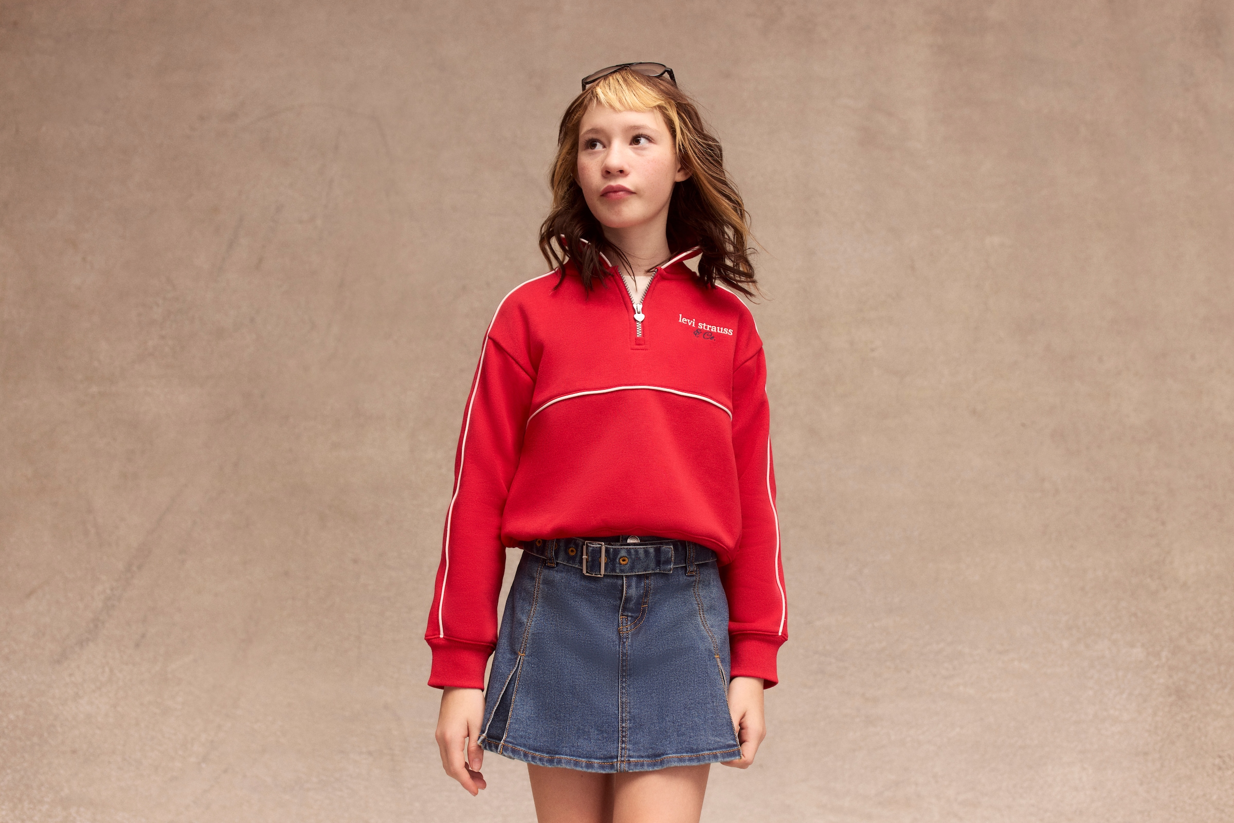 Levi's® Kids Jupe en jean »LVG PLEATED SKORT W BELT« short jupe en denim avec ceinture en jean / pour filles