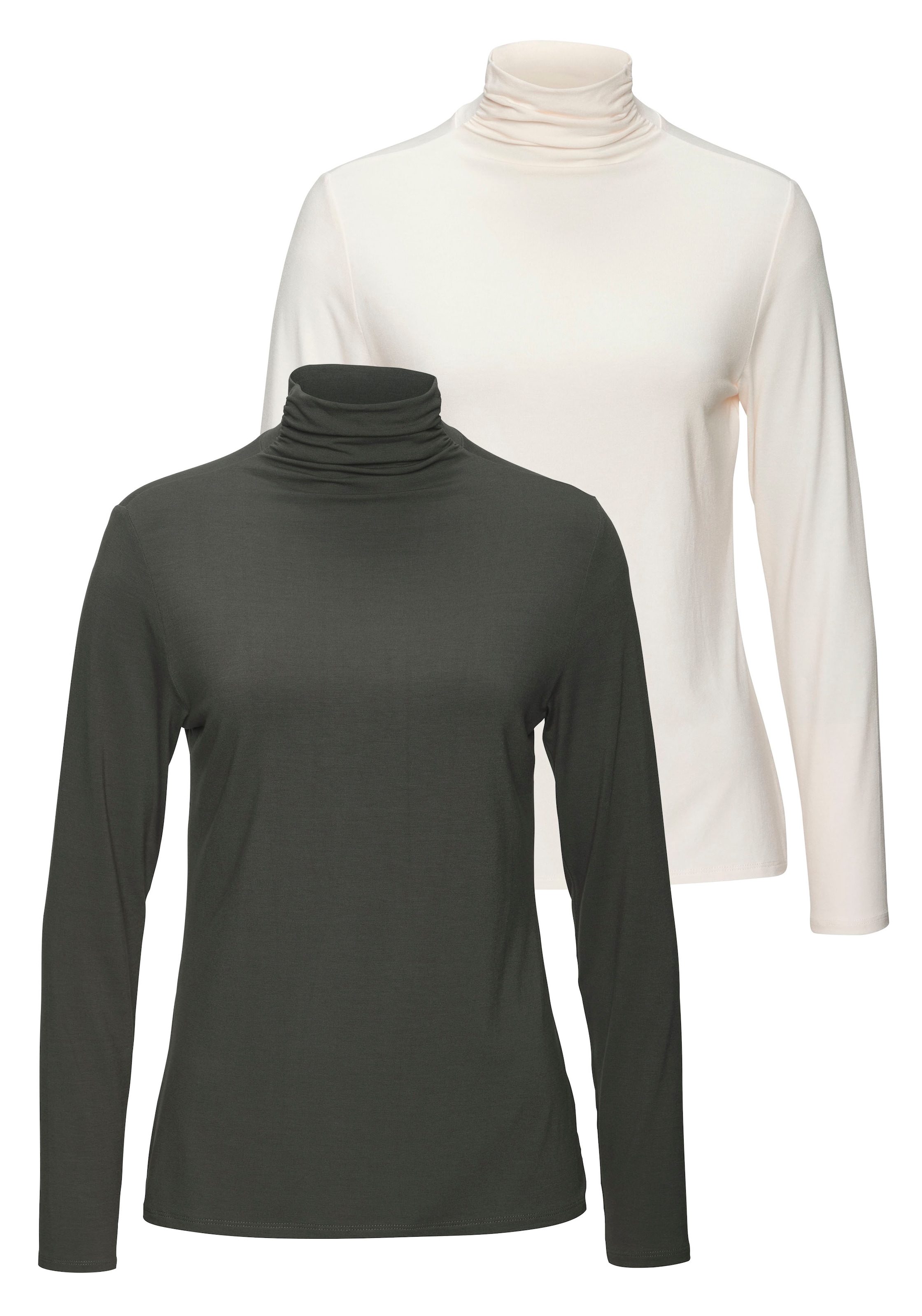 LASCANA T-shirt à col montant »aus weichem Viskose-Stretch« 2er-Pack, 