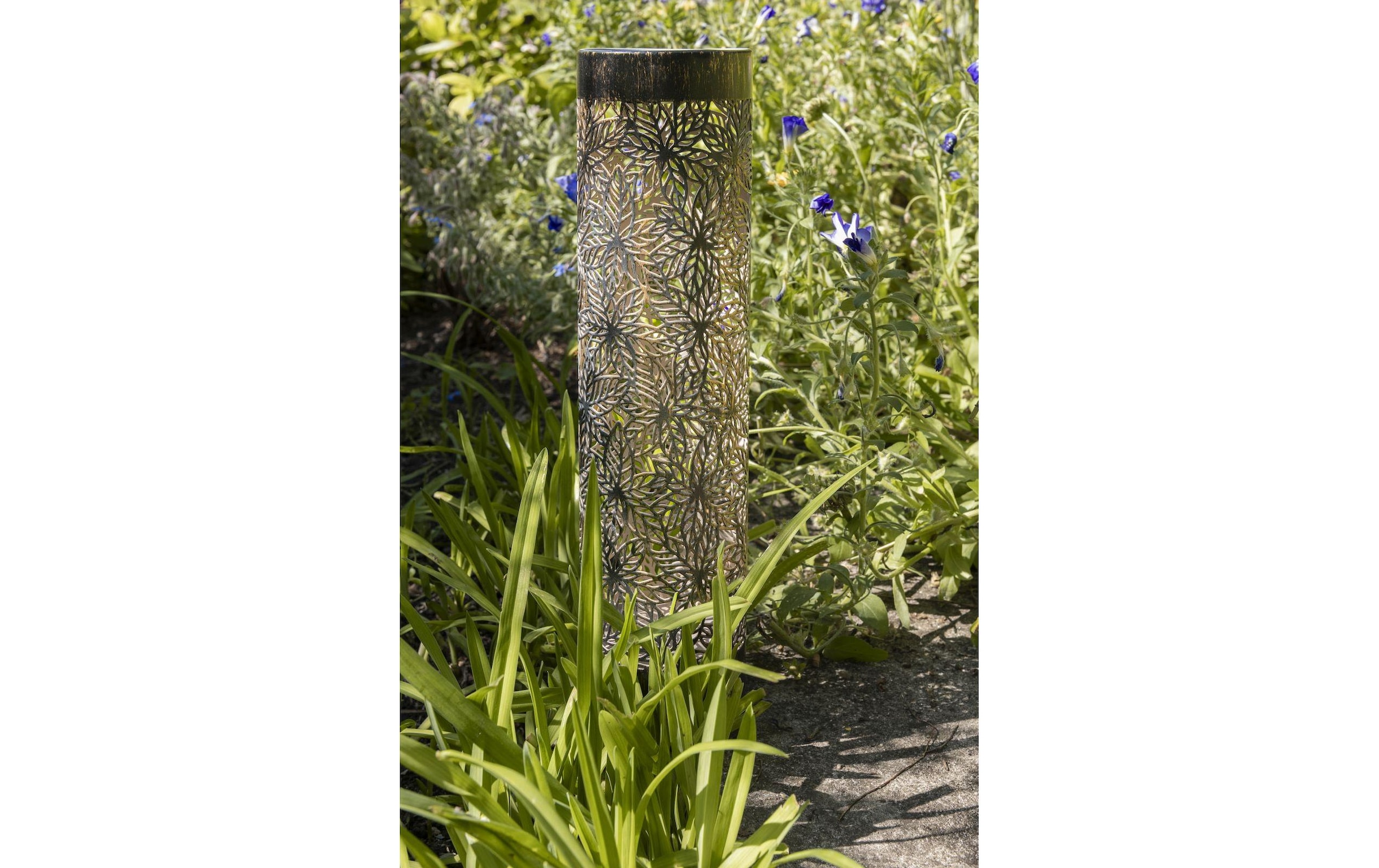 STT Lanterne »Solar Antic Pillar Grazie 38 cm« Solarbetriebenes Windlicht aus Metall mit Dämmerungsschalter