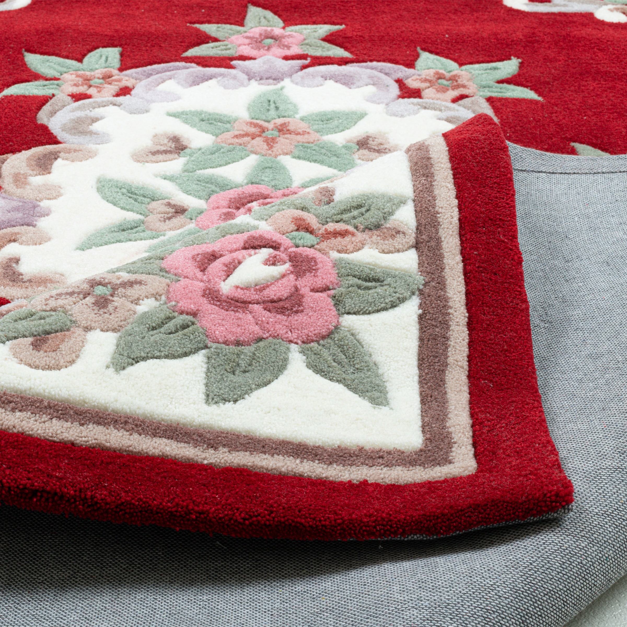 THEKO Tapis »Ming, handgetuftet« Rectangulaire 14 mm Höhe fait main, couleurs pastel, design floral, salon
