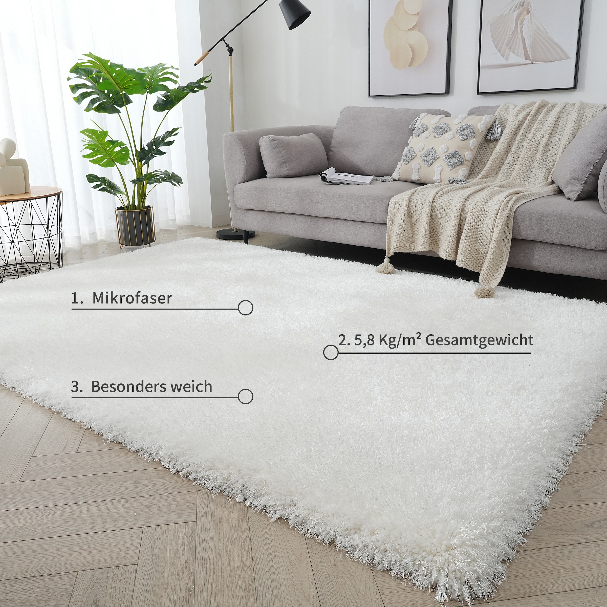 my home Hochflor-Teppich »Micro exclusiv Teppich, sehr hoher Flor, weich durch Mikrofaser« rechteckig 78 mm Höhe sehr weich, flauschig, uni, Wohnzimmer, Schlafzimmer, Kinderzimmer