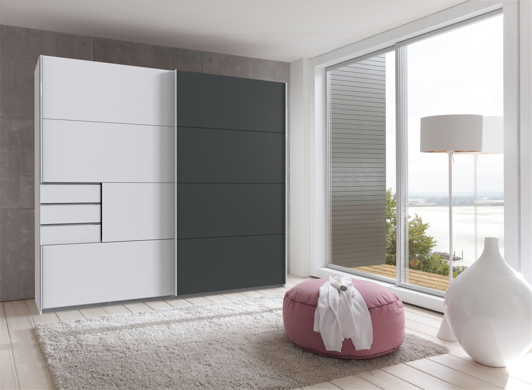 Wimex Schwebetürenschrank »Saigon, mit kompletter Innenausstattung, Made in Germany« Kleiderschrank 2-türig, 225cm breit, mit 3 praktischen Aussenschubladen