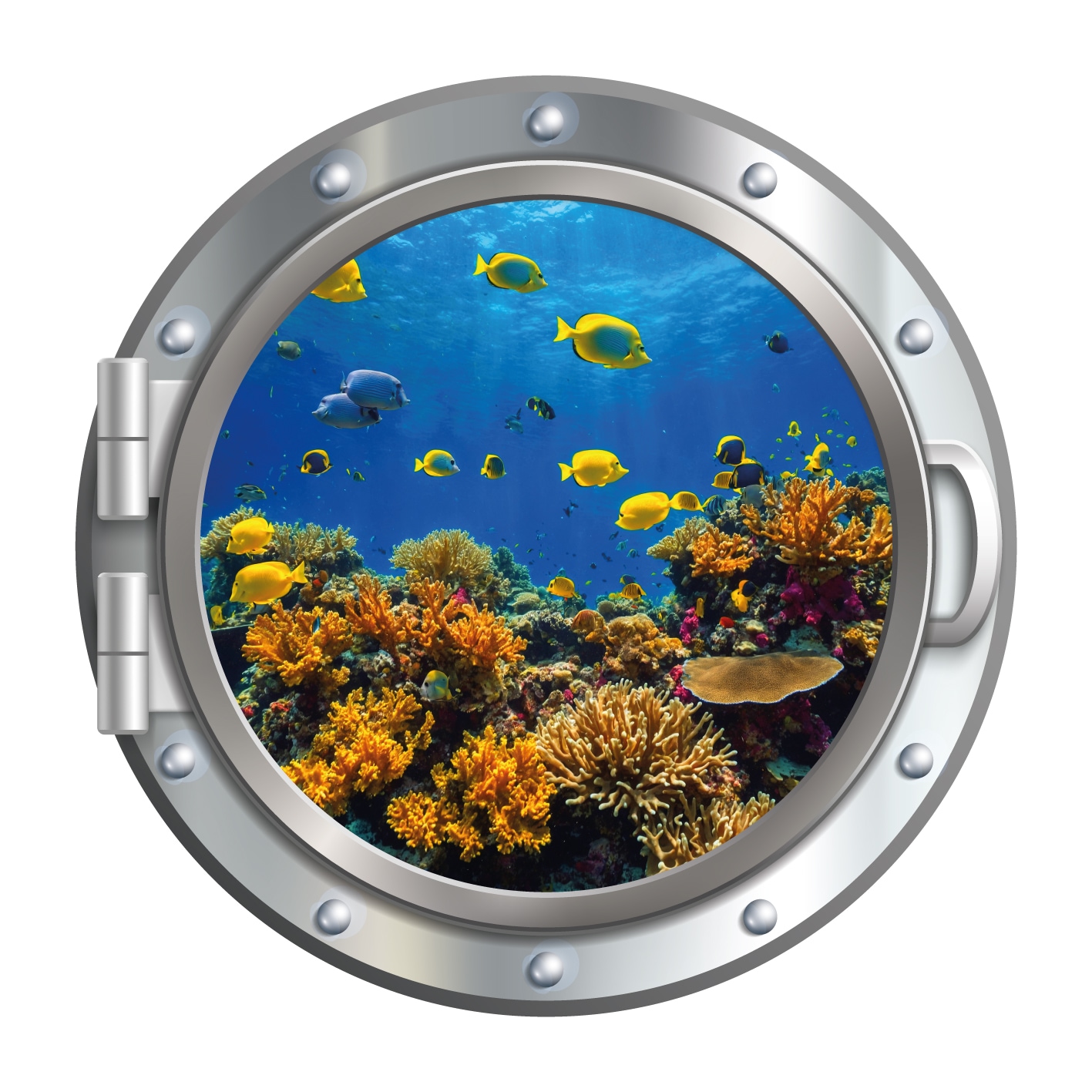 queence Autocollants muraux »3D Bullauge Illusion Unterwasserwelt Korallen 40x40 cm« trou mural autocollant sous-marin