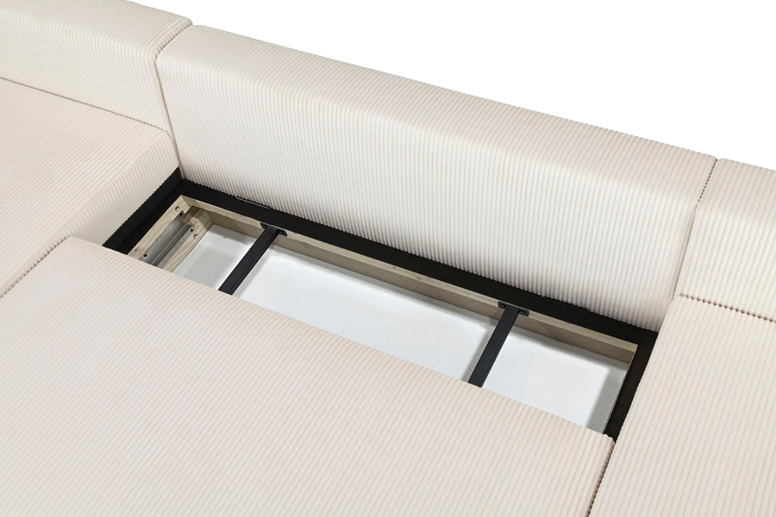 GOODproduct Wohnlandschaft »JONAA, 311 cm, U-Form, Schlafsofa, Boxspringfederung, Cord u. Struktur« 133/270cm, Bettkasten, Seitentaschen, Cord und Struktur