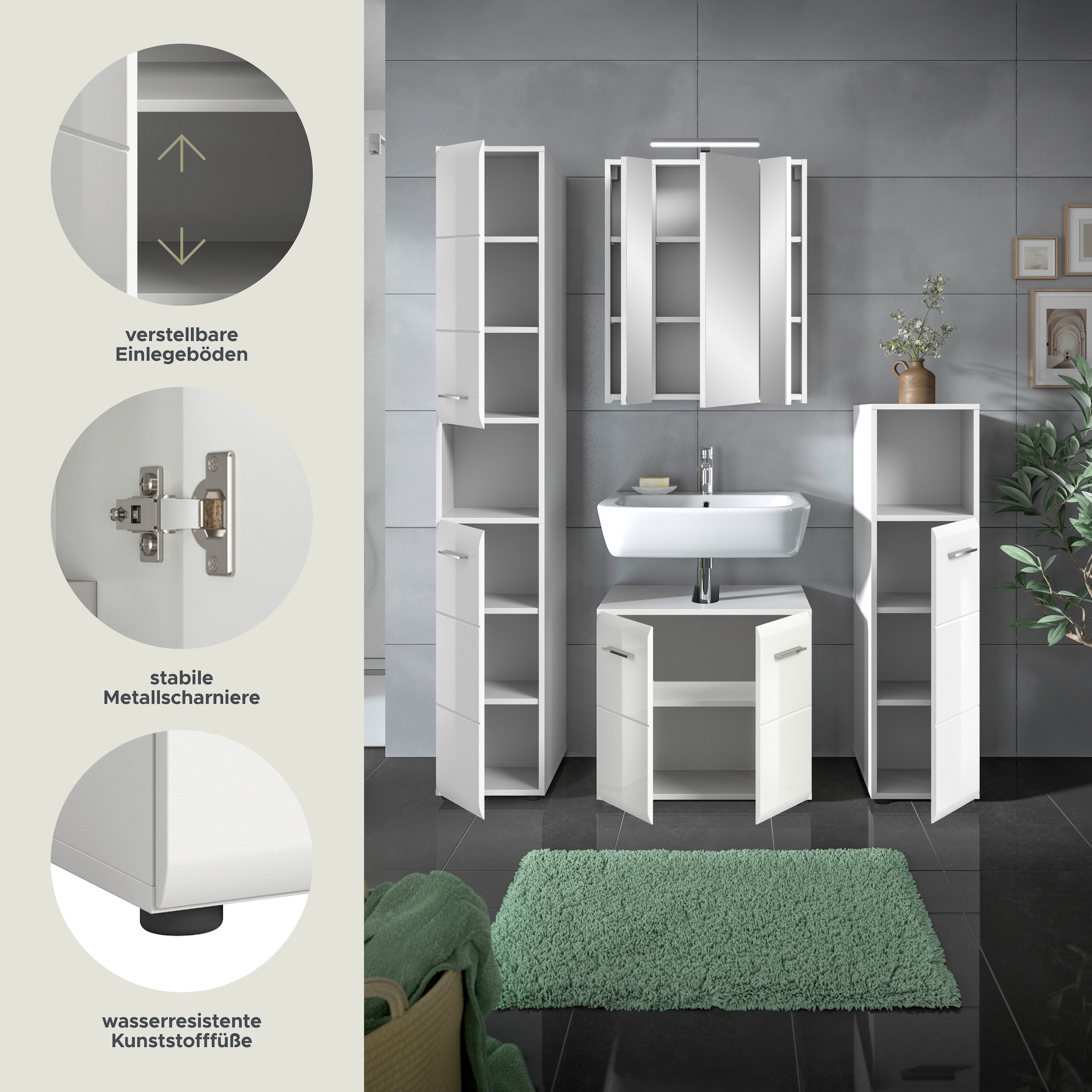 welltime Badezimmer-Set Set, 5 Stk. tlg.